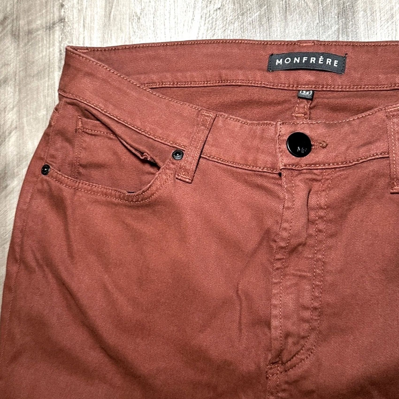 MONFRERE Monfrere Japanese Denim Stretch Jeans 34 Regular Men Rust Brown 28 41 34 Size US 34 / EU 50 - 6 Thumbnail