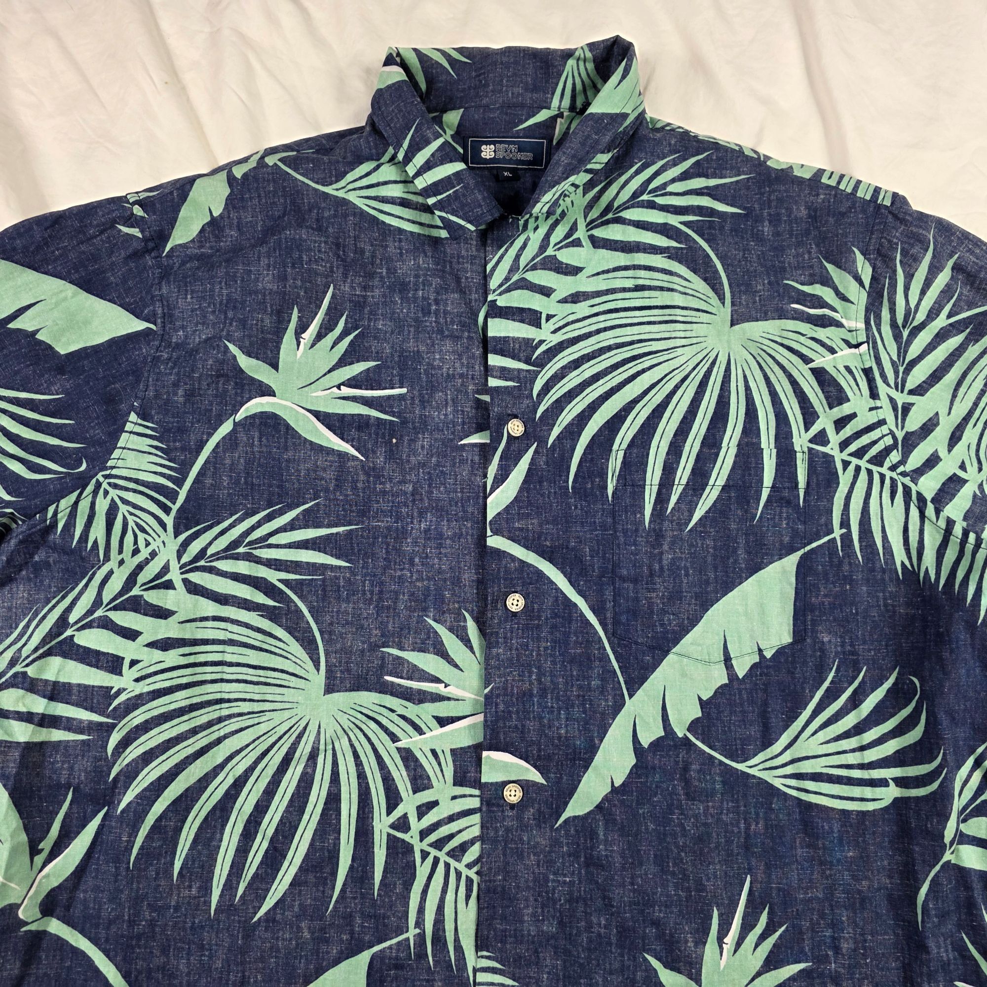 Reyn Spooner Reyn Spooner Mens Size XL Blue Green Tropical Print Short Sl Size US XL / EU 56 / 4 - 3 Thumbnail