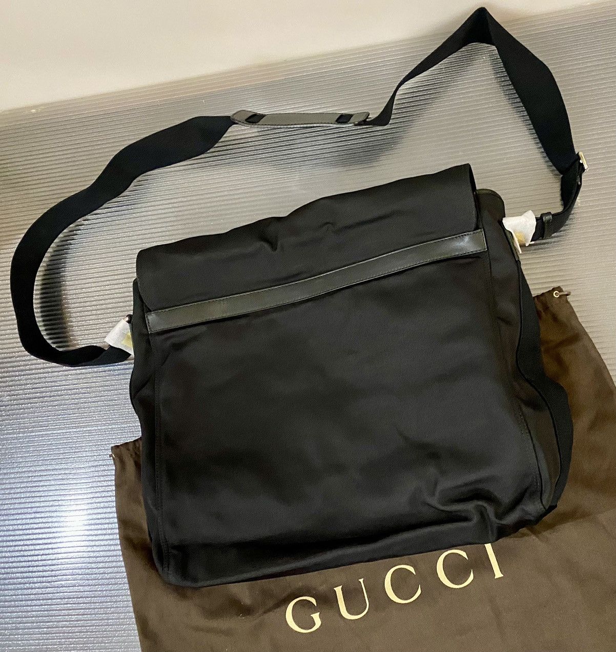 Gucci Gucci 🇮🇹 Nero ballistic nylon messenger bag unisex NEW Size ONE SIZE - 5 Thumbnail