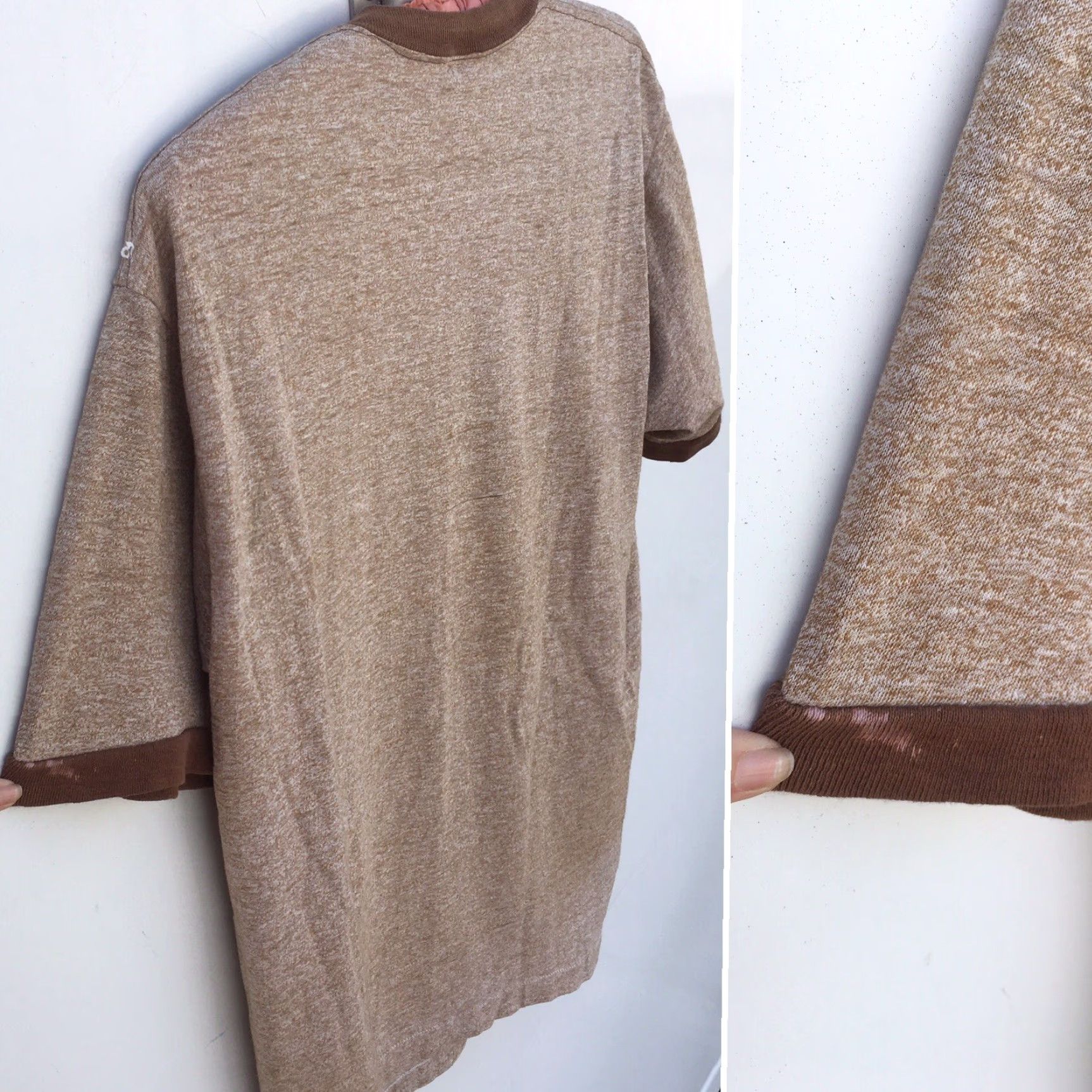 Vintage VINTAGE Towncraft XL Brown Ringer Tee T-Shirt Short Sleeve Men 60s 70s Distressed From Wear XL Brown Heather Vintage Basic Tee Sportswear/Beach Mens Size US XL / EU 56 / 4 - 7 Thumbnail
