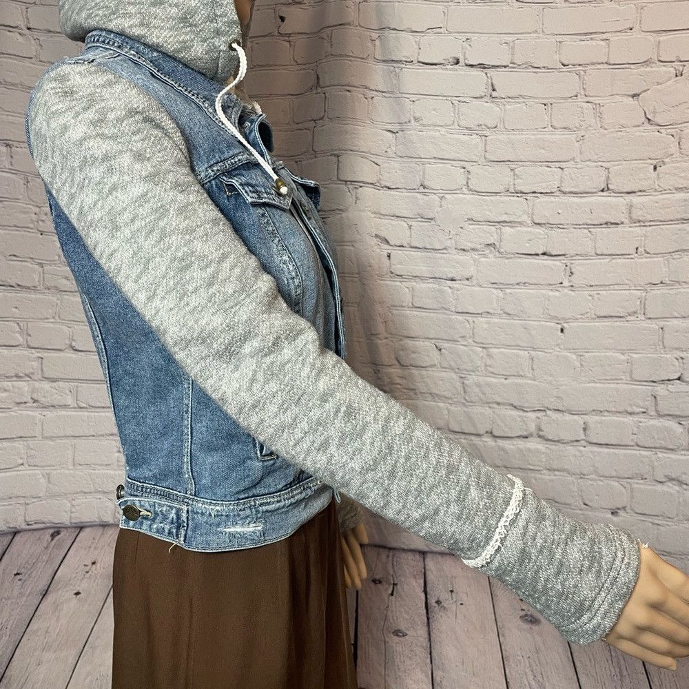 Free People Free People Denim and Knit Hoodie Jacket Size S Size S / US 4 / IT 40 - 4 Thumbnail