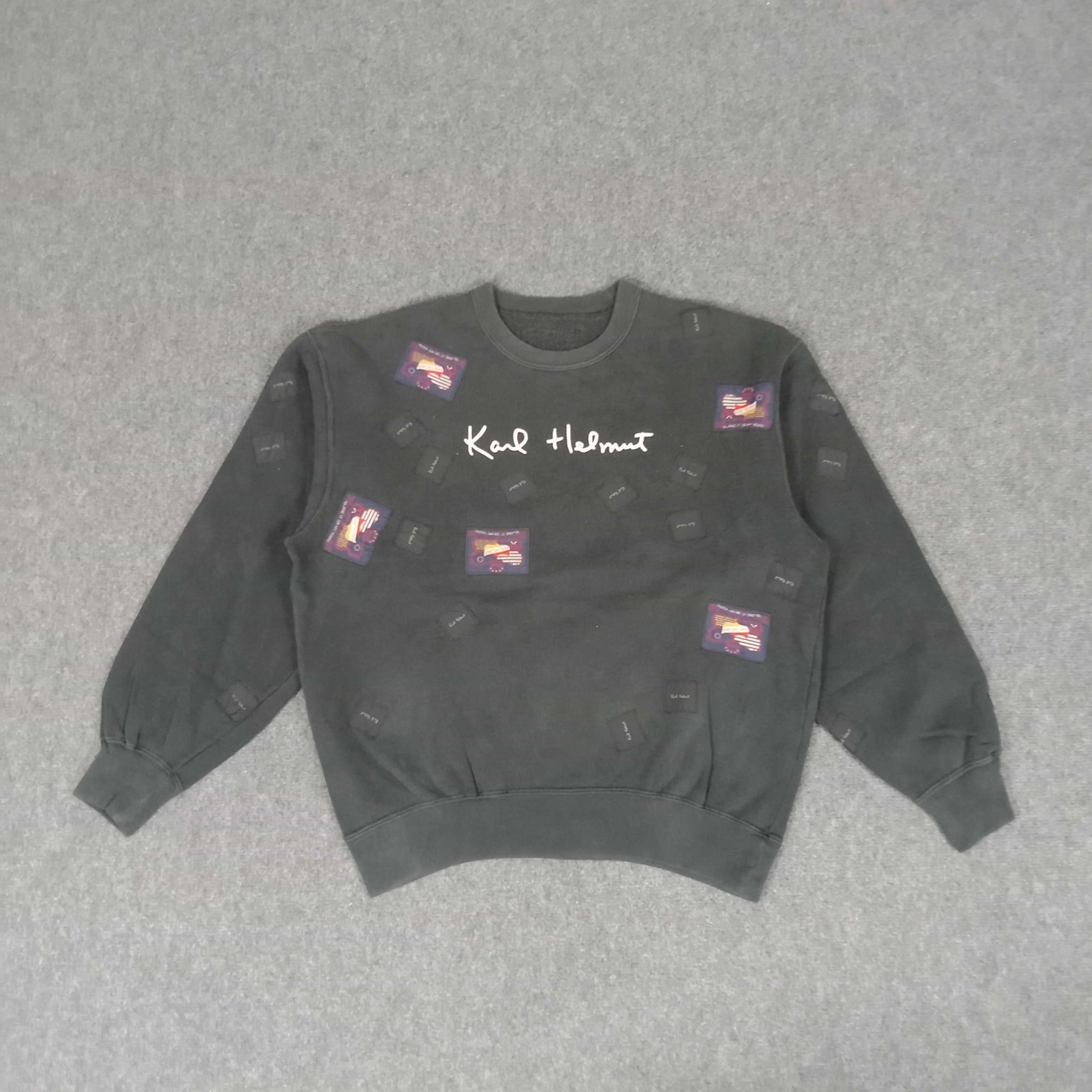 Karl Helmut × Vintage Karl Helmut Designer Brand Patches Art Sweatshirt Size US L / EU 52-54 / 3 - 1 Thumbnail