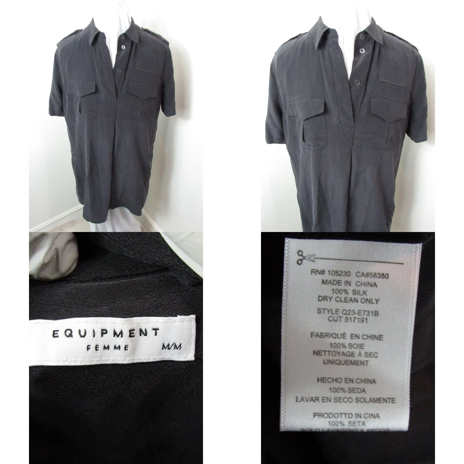 Equipment Equipment Femme Silk Shirt Size Medium Black Button-Up Casual Business Women Shirt Size M / US 6-8 / IT 42-44 - 8 Thumbnail