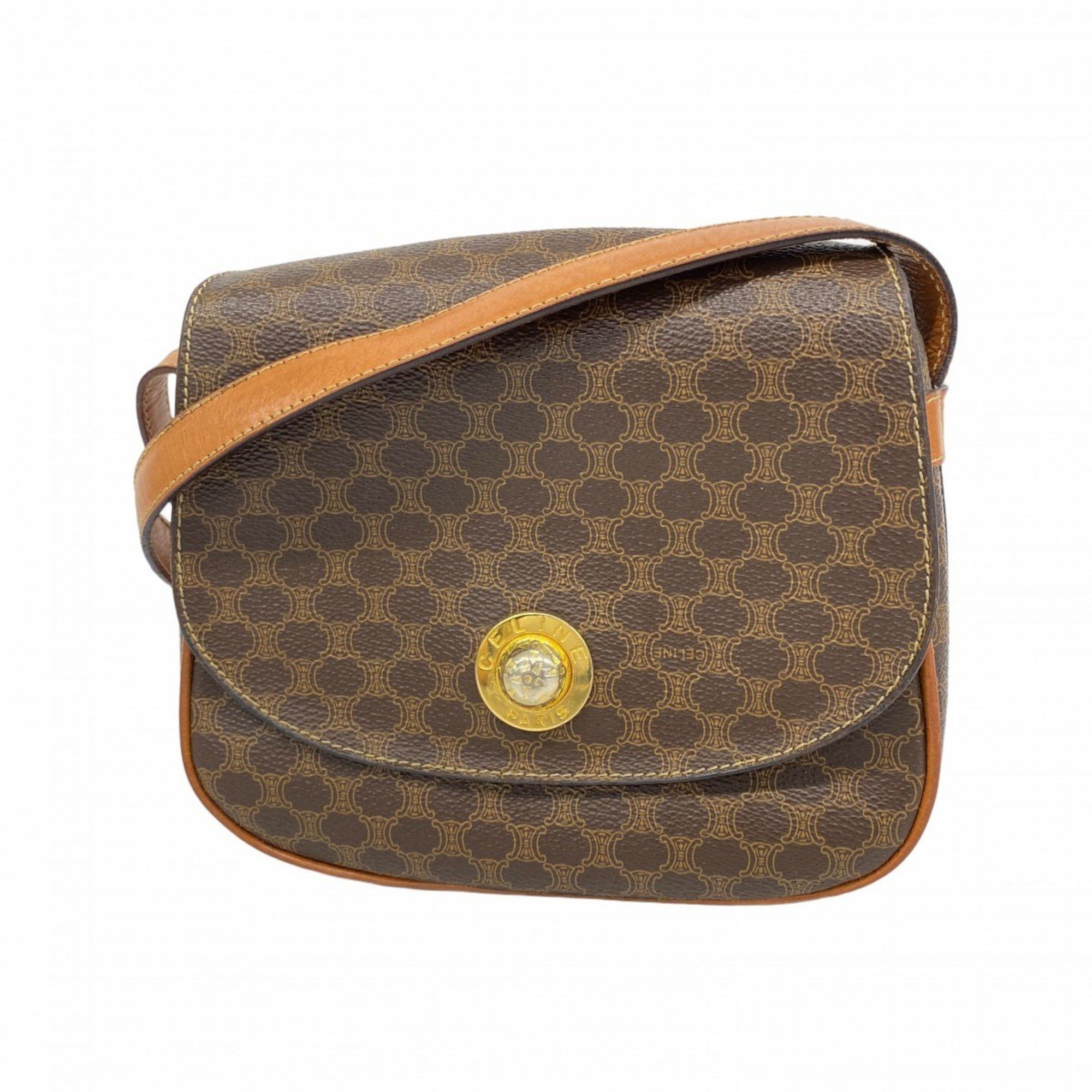 Celine Shoulder Bag Macadam Brown Women's