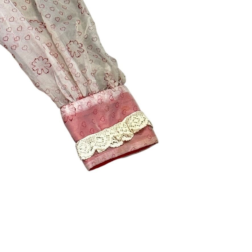 Vintage Vintage 70s Red Prairie Maxi Dress Lace Trim Sheer Sleeves M Size M / US 6-8 / IT 42-44 - 6 Thumbnail