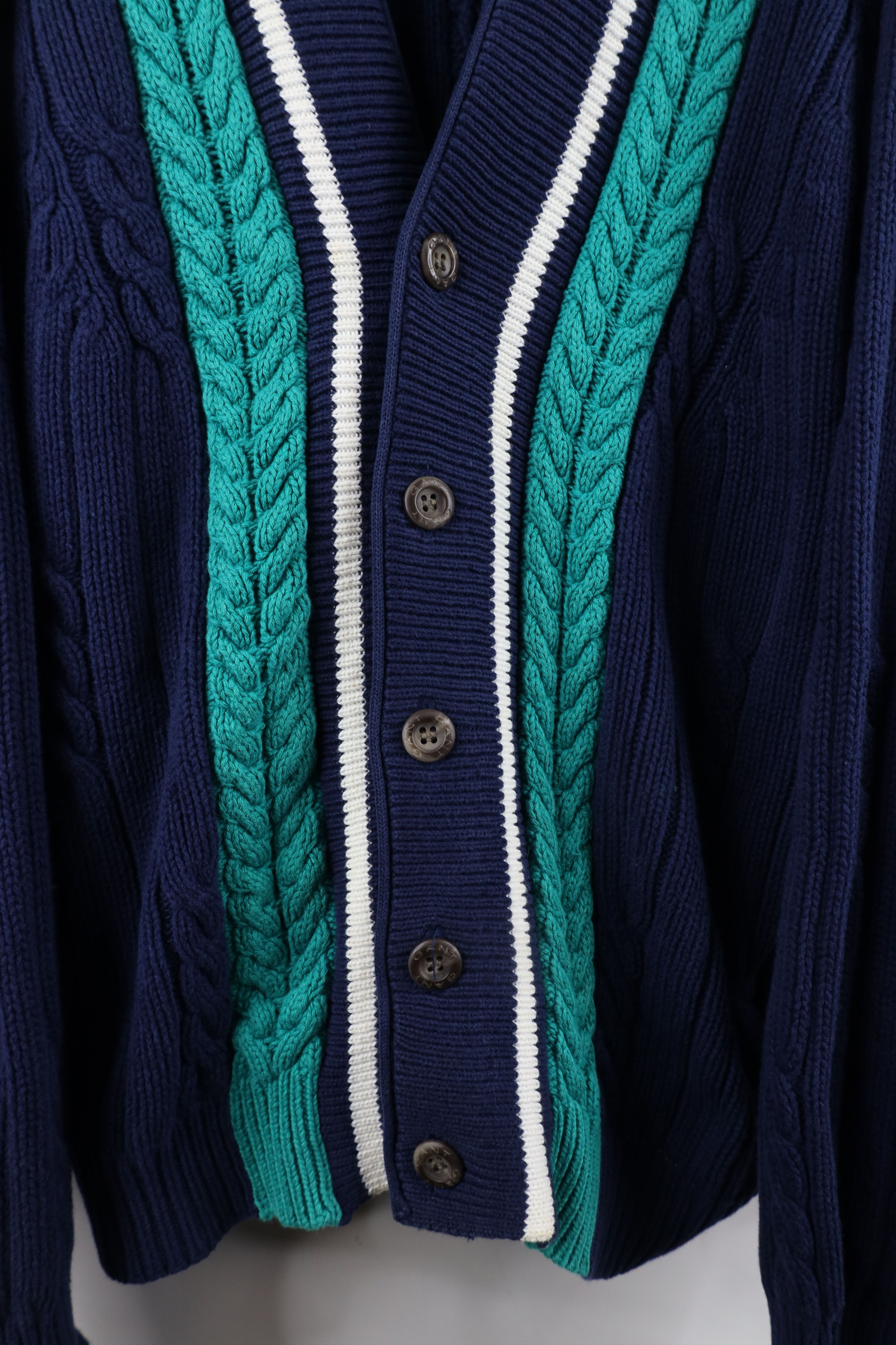 Vintage Vintage 90s Streetwear Framed Cable Knit Cardigan Sweater Size US M / EU 48-50 / 2 - 4 Thumbnail