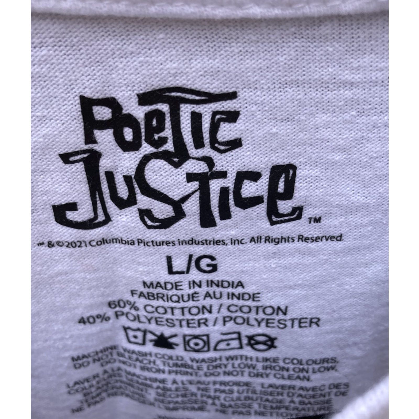Vintage Poetic Justice T-Shirt White 2Pac Face LS Mens L 90s Hip Hop Movie Japanese Film Embroidered Logo Size US L / EU 52-54 / 3 - 2 Thumbnail
