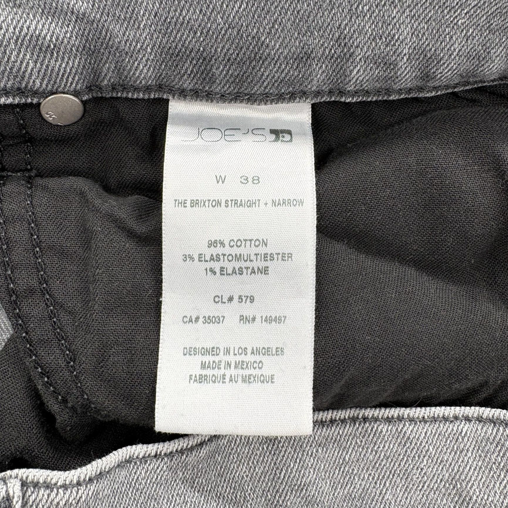 Vintage Joe's Jeans The Brixton Straight Jeans Mens 38x34 Gray Slim Stretch Denim Size US 38 / EU 54 - 5 Thumbnail