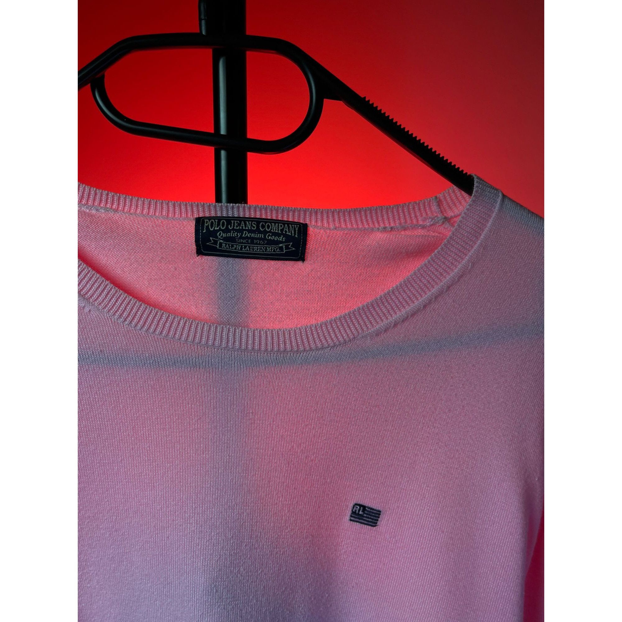 Polo Ralph Lauren × Ralph Lauren × Vintage Vintage Polo Jeans Ralph Lauren Pink Sweatshirt RL Flag Logo Size US L / EU 52-54 / 3 - 5 Thumbnail