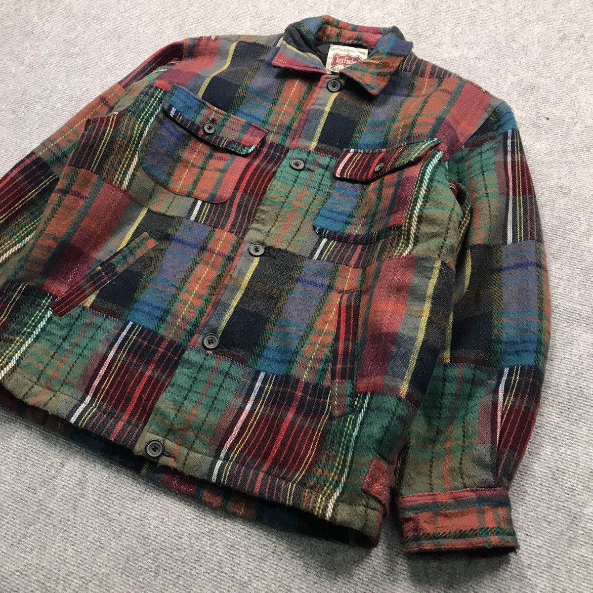 Designer × Flannel × Japanese Brand FLANNEL TASSFINDER DESIGN PATCHWORK BUTTON FLEECE JACKET Size US L / EU 52-54 / 3 - 2 Thumbnail