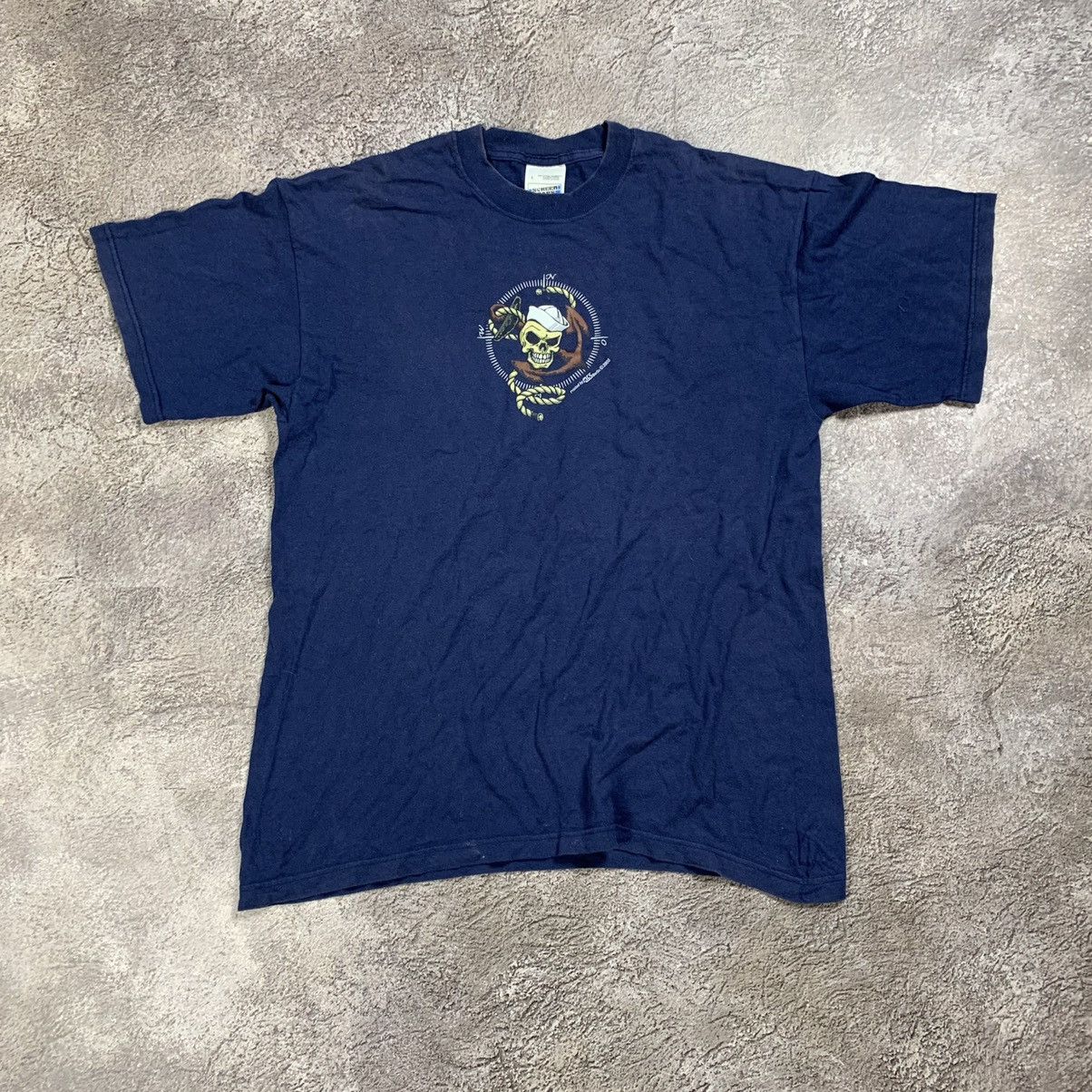 Vintage Vintage 90s Skull Graphic Tee Navy Grunge Streetwear Slim L Size US L / EU 52-54 / 3 - 1 Thumbnail