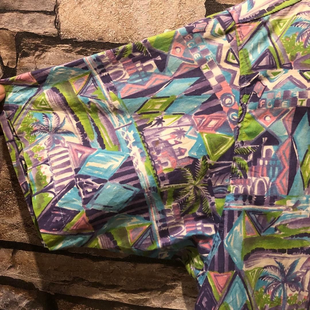 Mizuno Vintage Japan Abstract Geometric Palm Shirt 90s Size US L / EU 52-54 / 3 - 4 Thumbnail