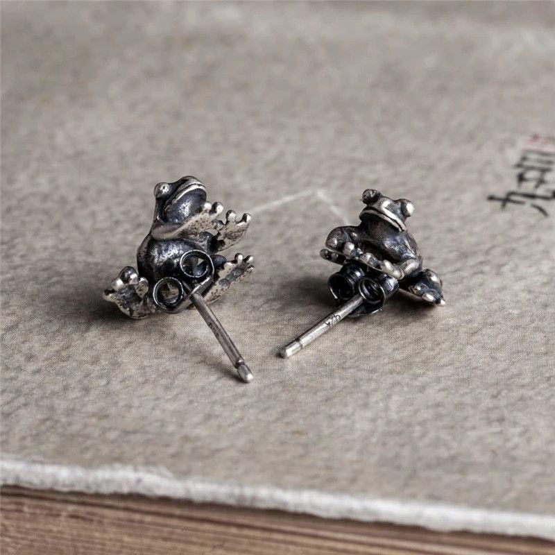 Jewelry Cute Froggies Stud Earrings 925 Sterling Charm Earring Gift Size ONE SIZE - 4 Thumbnail