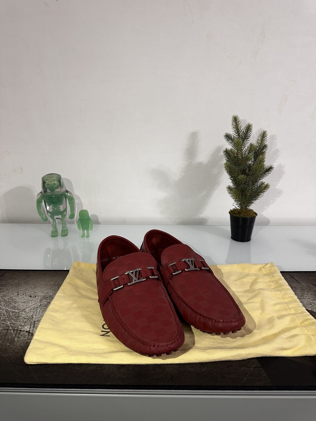 image of Louis Vuitton Red Mocasines Shoes, Men's (Size 11.5)