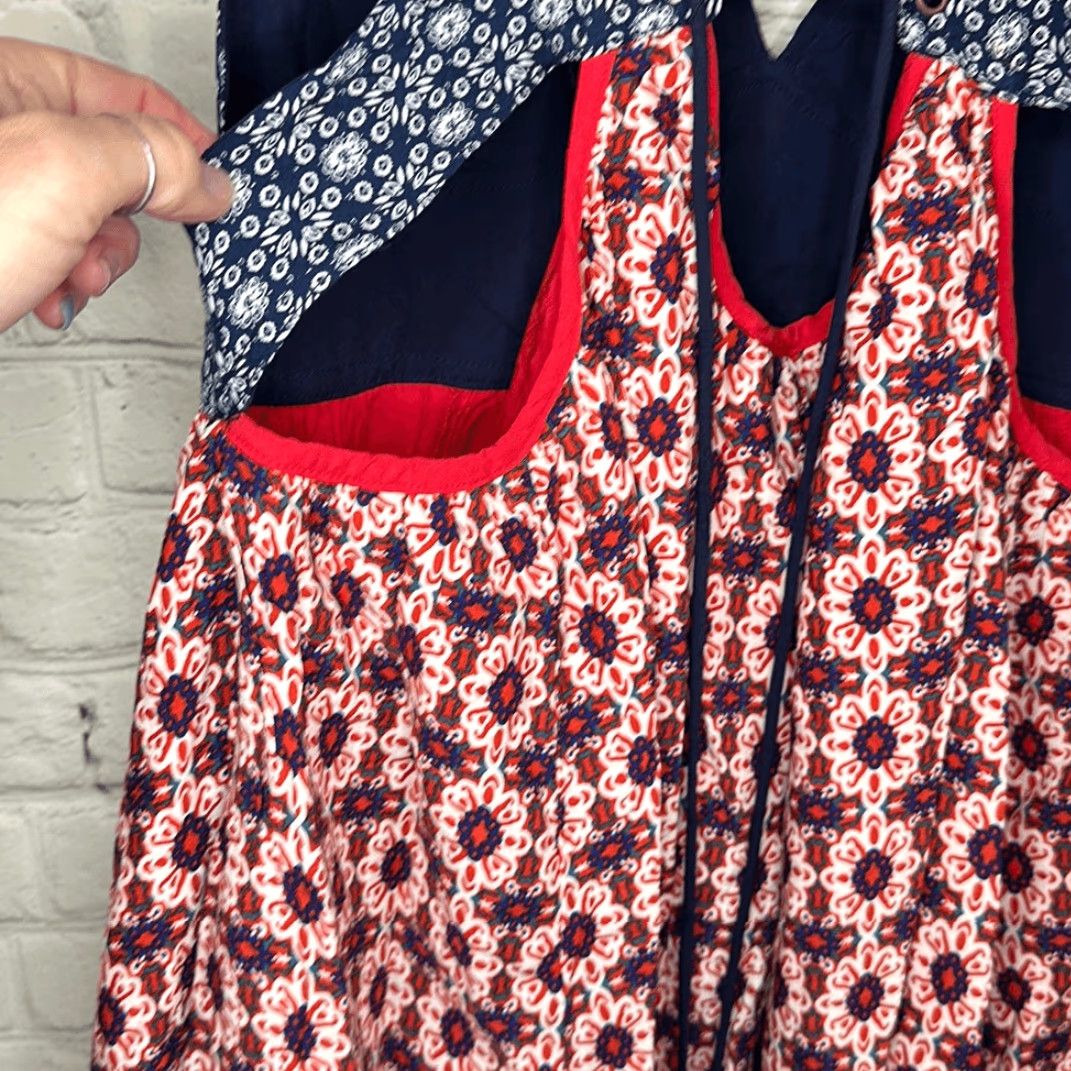 Lulus Lulu’s Women’s Red White Blue Sleeveless Summer Dress size Large Cut Out Rayon Size L / US 10 / IT 46 - 6 Thumbnail