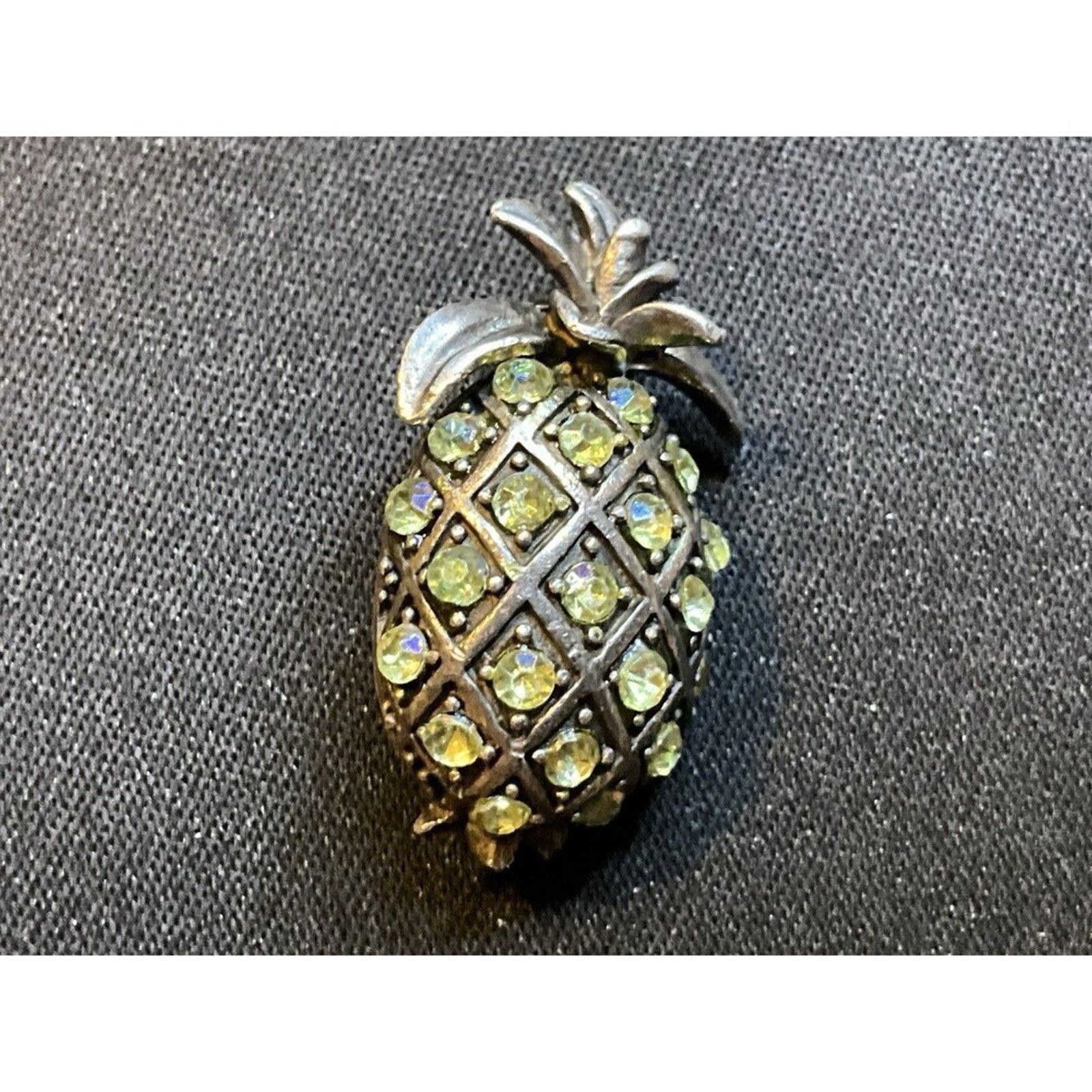 Other 925 Sterling Silver Tested A/B Rhinestone Pineapple Brooch Size ONE SIZE - 2 Thumbnail