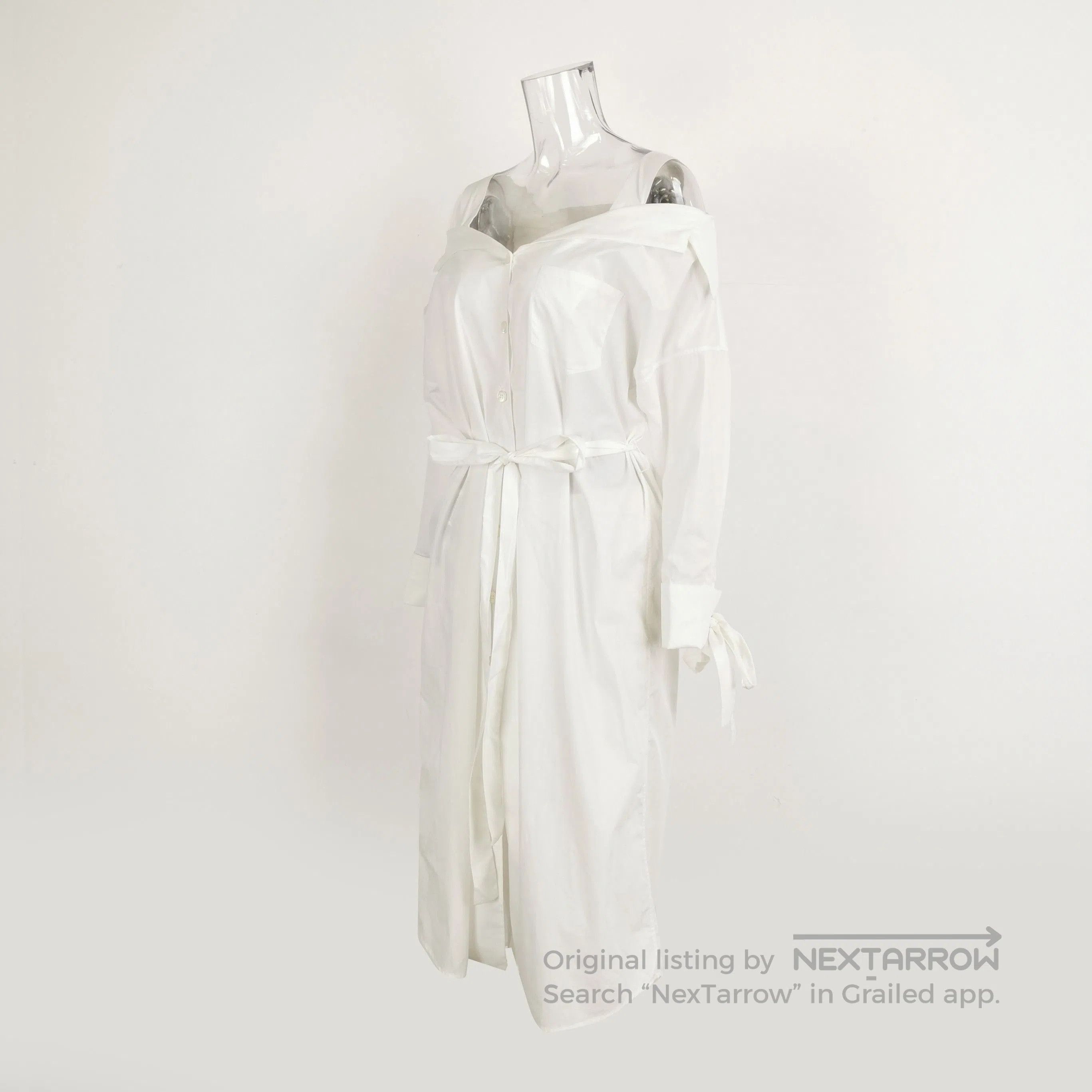 Prada Prada White Cotton Waist Dress . Size S / US 4 / IT 40 - 2 Thumbnail
