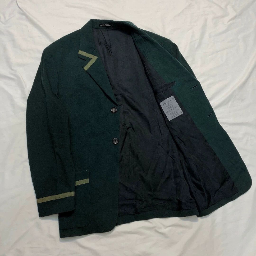 Yohji Yamamoto Yohji Yamamoto 89AW Striped Runway Jacket Green Size US S / EU 44-46 / 1 - 6 Thumbnail