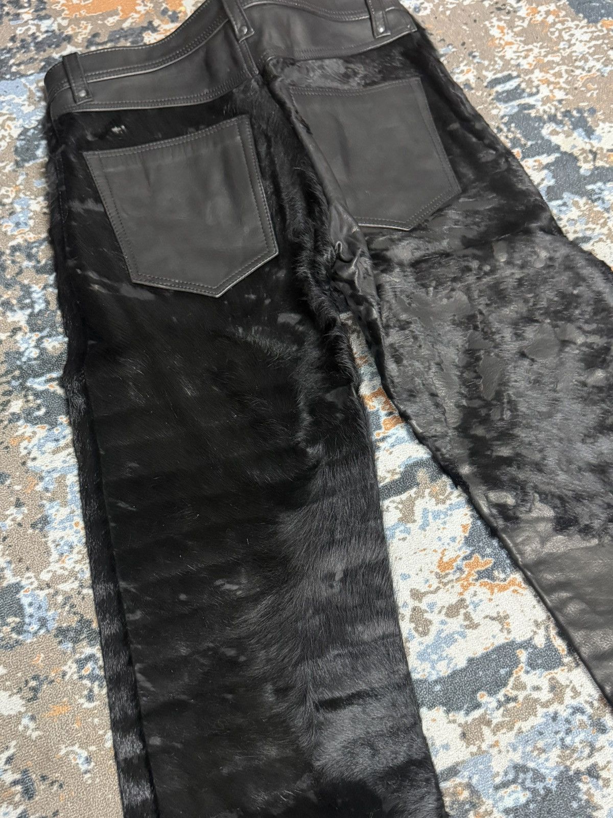 Japanese Brand Black Uneven Furry / Hair-On Hide Leather Pants Size US 32 / EU 48 - 8 Thumbnail