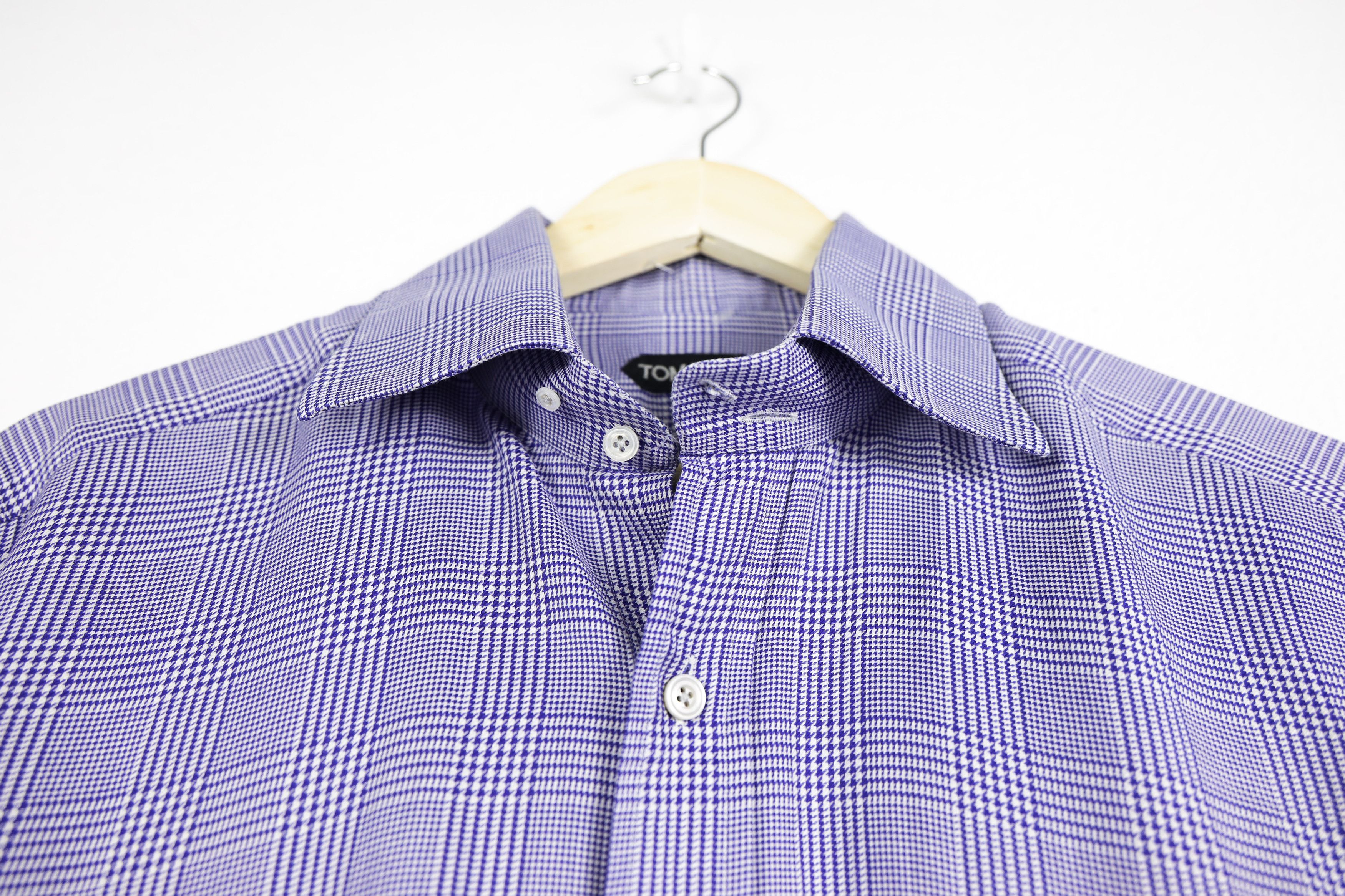 Tom Ford Tom Ford Blue Houndstooth Plaid Check Formal Classic Shirt Size US XL / EU 56 / 4 - 4 Thumbnail