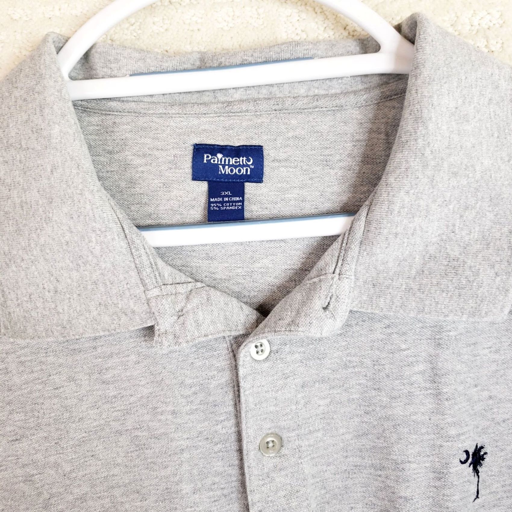 Vintage Palmetto Moon Men's 3XL Gray Polo Palmetto Tree SC Logo Embroidered Golf Shirt Size US XXL / EU 58 / 5 - 4 Thumbnail