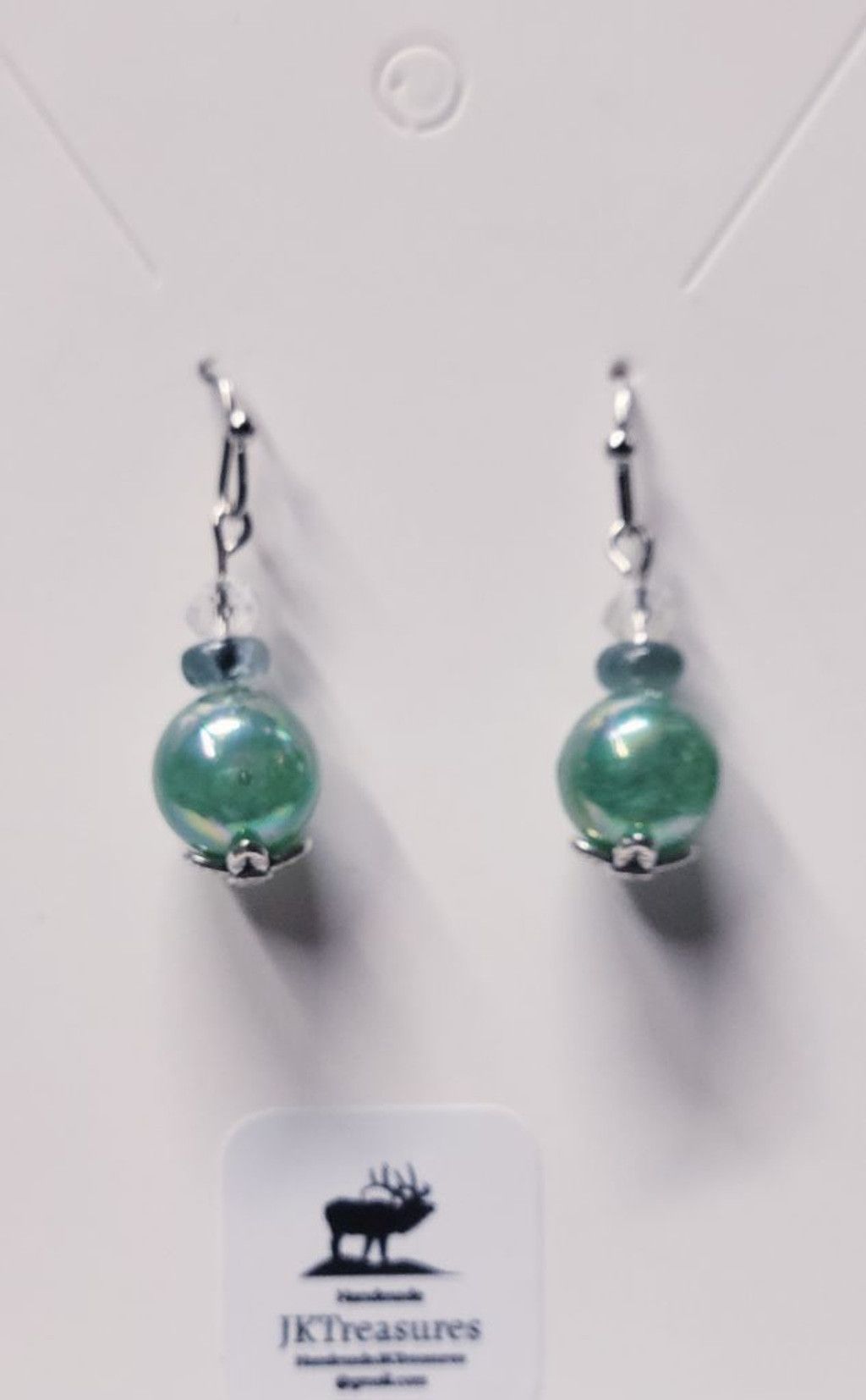 Handmade Grandidierite & glass bead rare gemstone drop earrings Size ONE SIZE - 1 Thumbnail