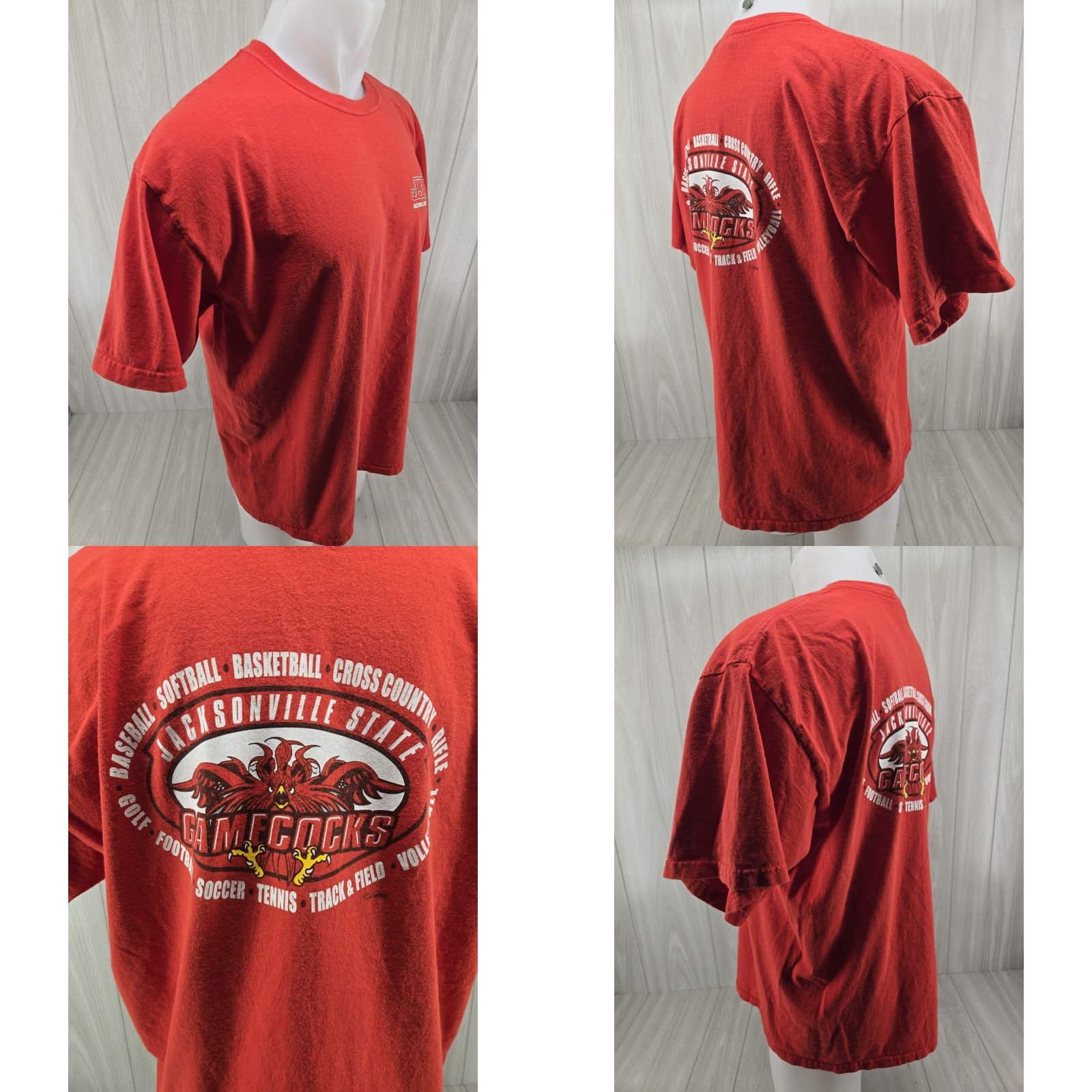 Gildan VINTAGE Jacksonville State JSU Gamecocks T-Shirt Red XL Mens Day Size US XL / EU 56 / 4 - 8 Thumbnail