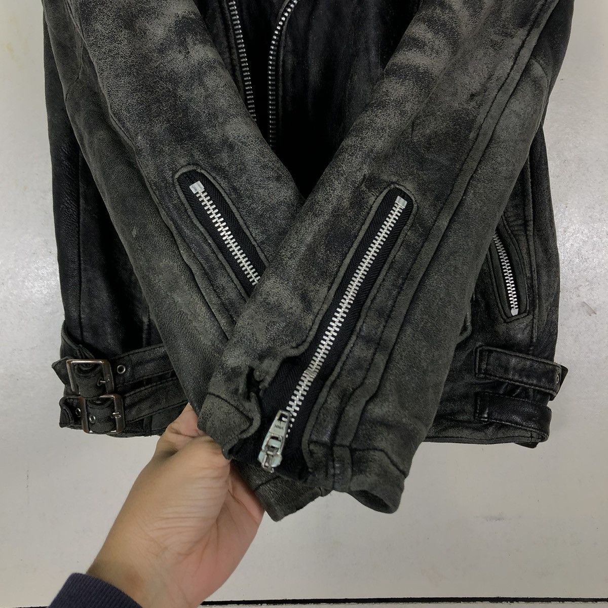 Genuine Leather 🔥VINTAGE FLY LEATHER JACKET CAFE RACER DOUBLE BREAST Size US S / EU 44-46 / 1 - 15 Thumbnail