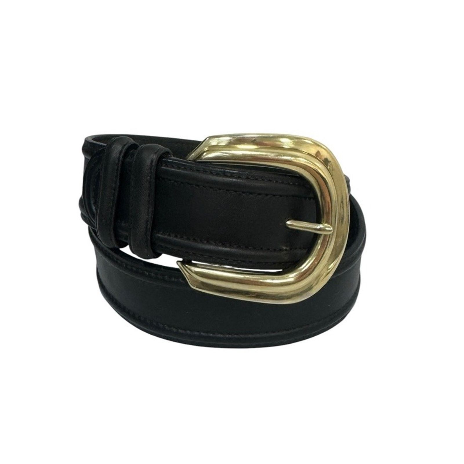 Brighton Brighton Black Leather Belt Solid Brass Buckle Vintage 1991 Size ONE SIZE - 1 Thumbnail