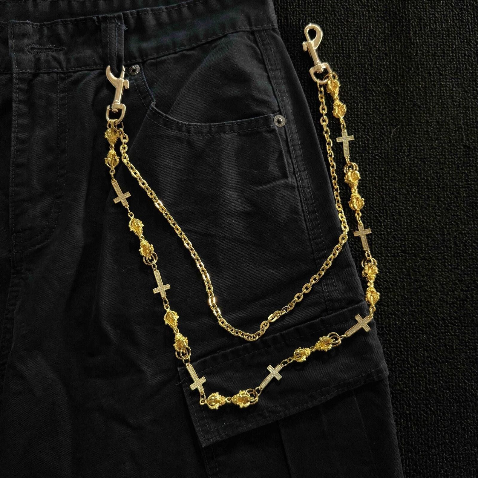 Jewelry Diamond Frame Cross Chain Belt | Gold Street Double Layer Size ONE SIZE - 1 Thumbnail