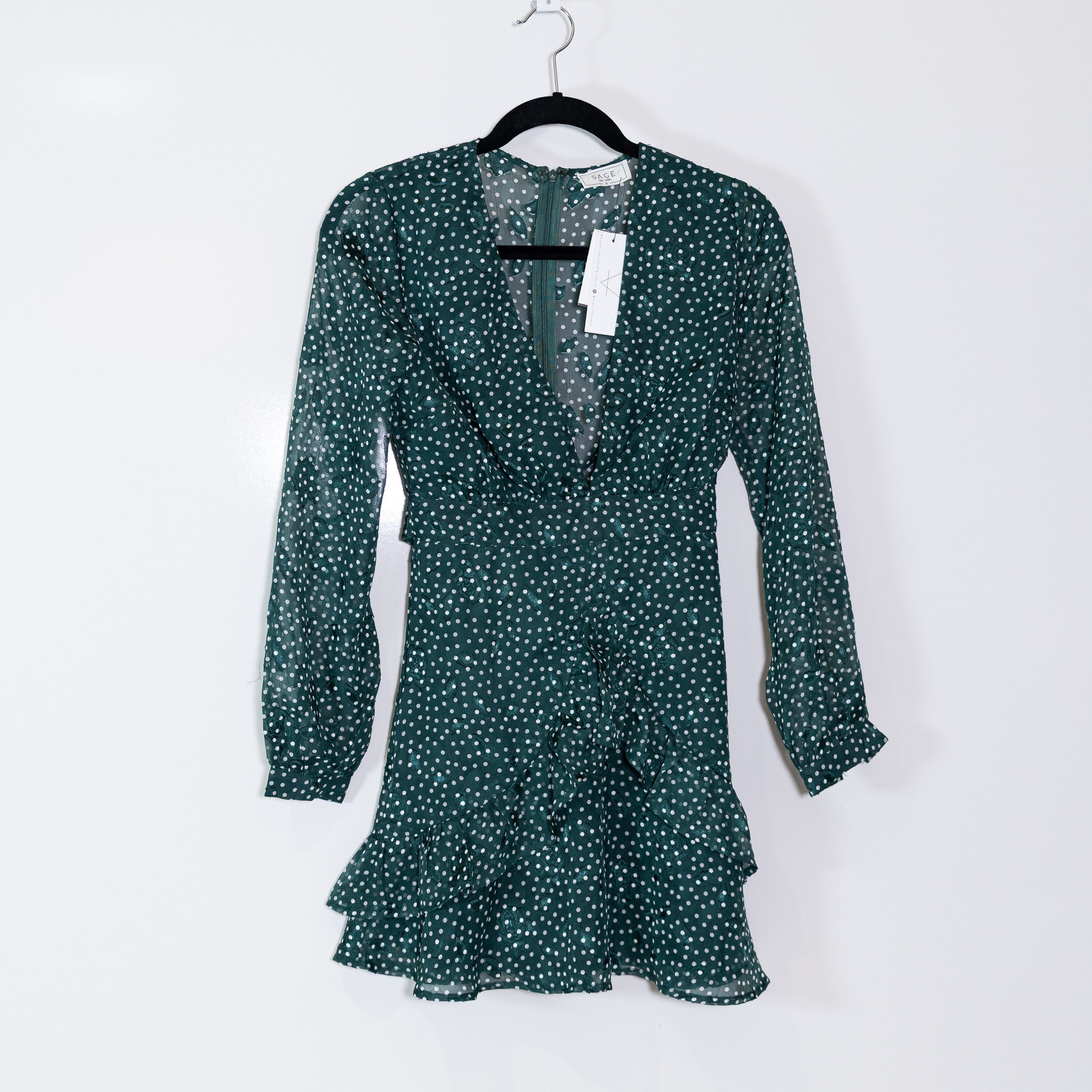 Sage NEW Sage The Label Green White Polka Size S / US 4 / IT 40 - 1 Thumbnail
