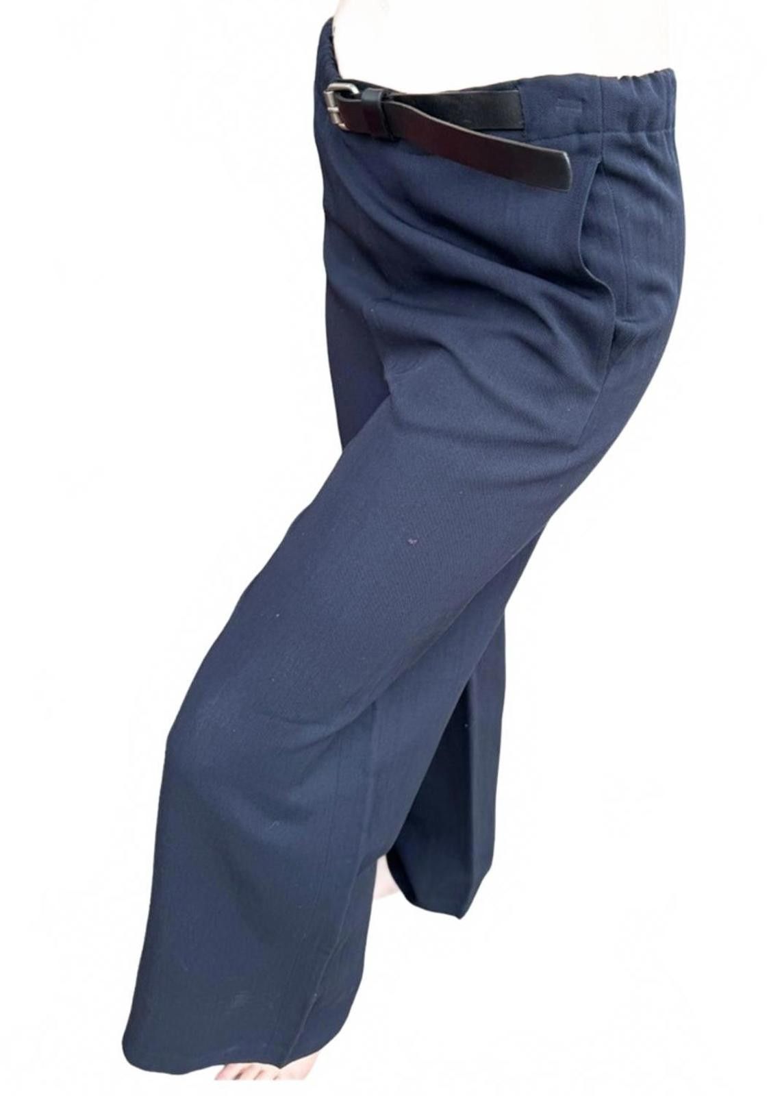 Designer ASPESI Blu Wool Wide Leg Trousers – Midnight Blue 38/M Size 32" / US 10 / IT 46 - 2 Thumbnail