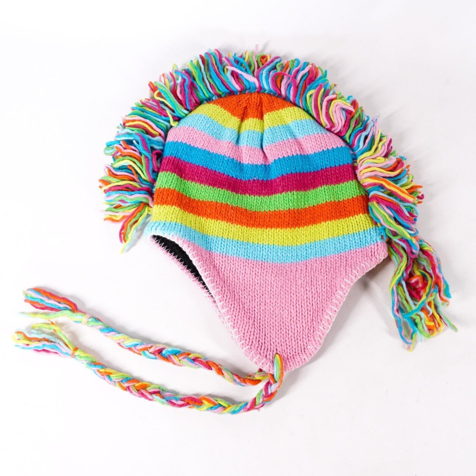 Other Knitted Yarn Rainbow Striped Colorful Hipster Beanie Cap Hat Size ONE SIZE - 3 Thumbnail