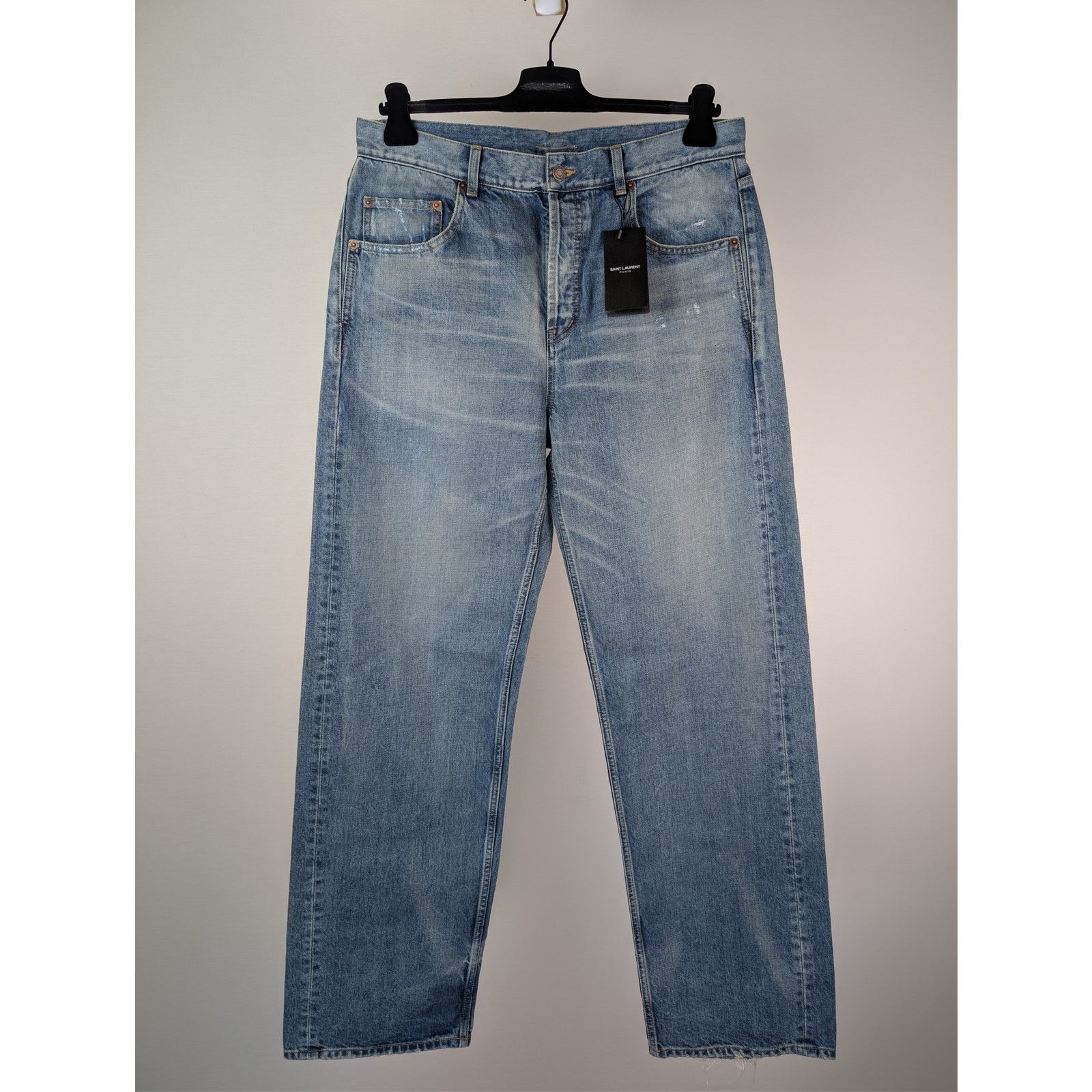 Saint Laurent Paris o1rshd1 Adjusted Maxi Long Baggy Denim Jeans Charlotte Blue Size US 32 / EU 48 - 2 Thumbnail