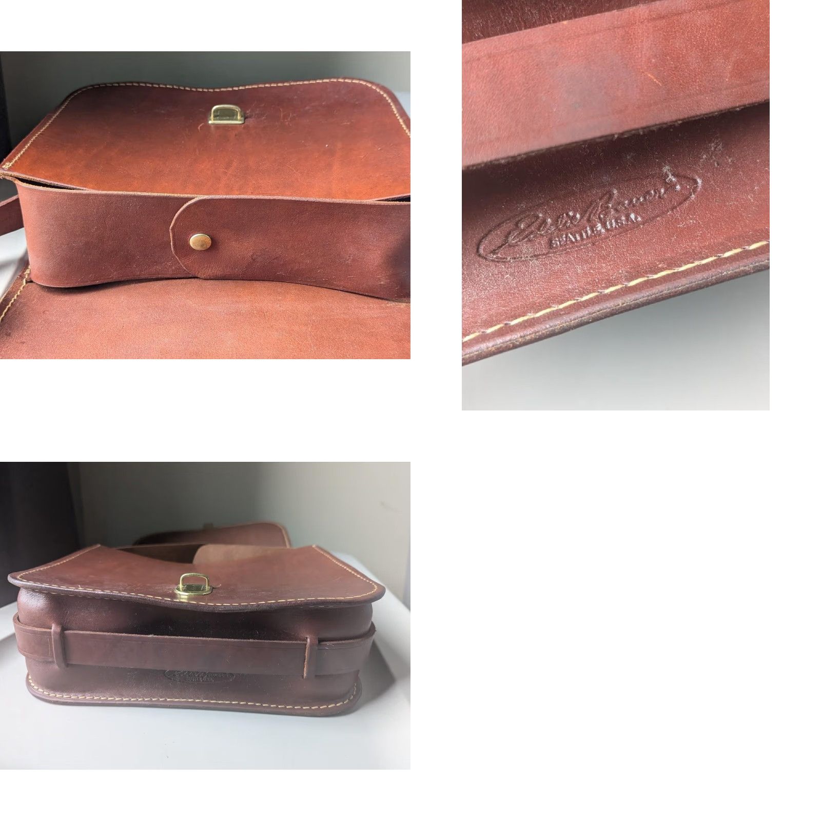 Eddie Bauer VINTAGE Eddie Bauer messenger bag COWHIDE brown leather bag Medium Unisex Adults Brown leather Messenger Bag 11.5" across 10" tall 3.5" wide Mens Size ONE SIZE - 8 Thumbnail