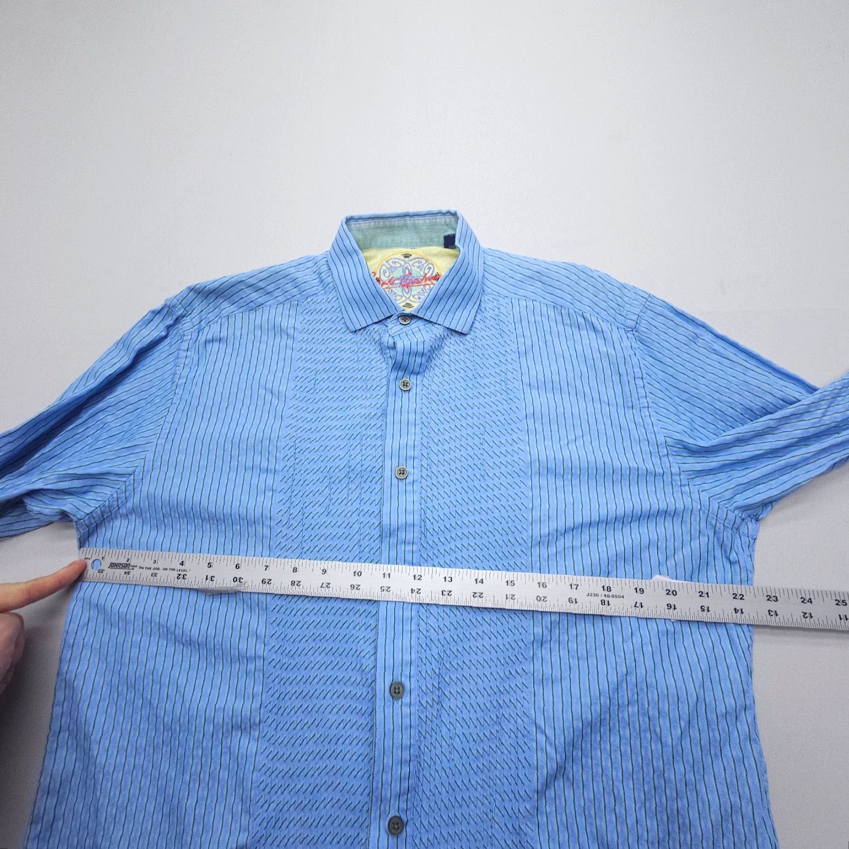 Robert Graham Robert Graham Shirt Long Sleeve Mens Large Blue Striped Cotton Flip Cuff Party Size US L / EU 52-54 / 3 - 6 Thumbnail