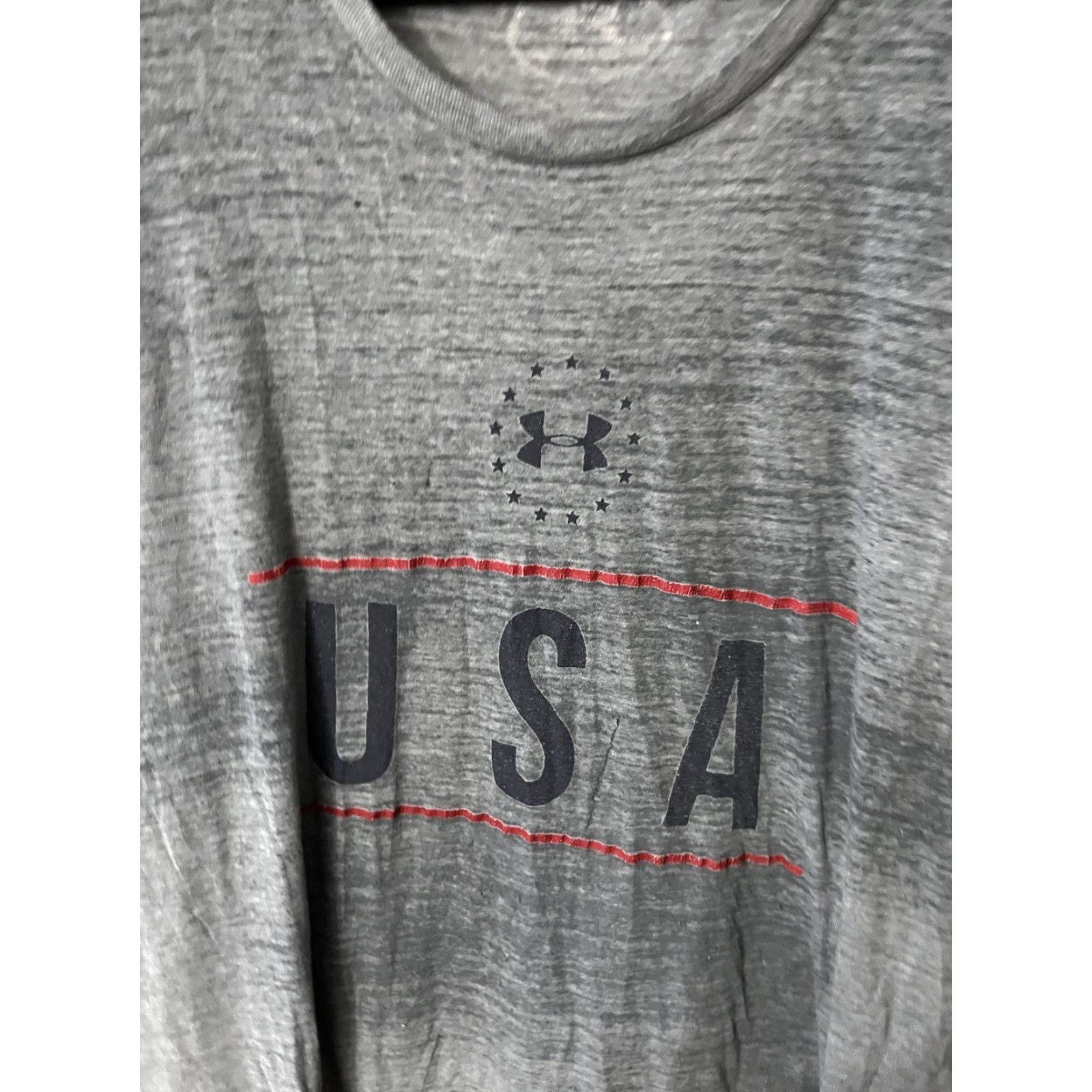 Under Armour VINTAGE Under Armour T-Shirt Men’s XXL Short Sleeve Gray Crew Neck HeatGear Distre Logo Graphic 2010s Mens Size US XXL / EU 58 / 5 - 3 Thumbnail