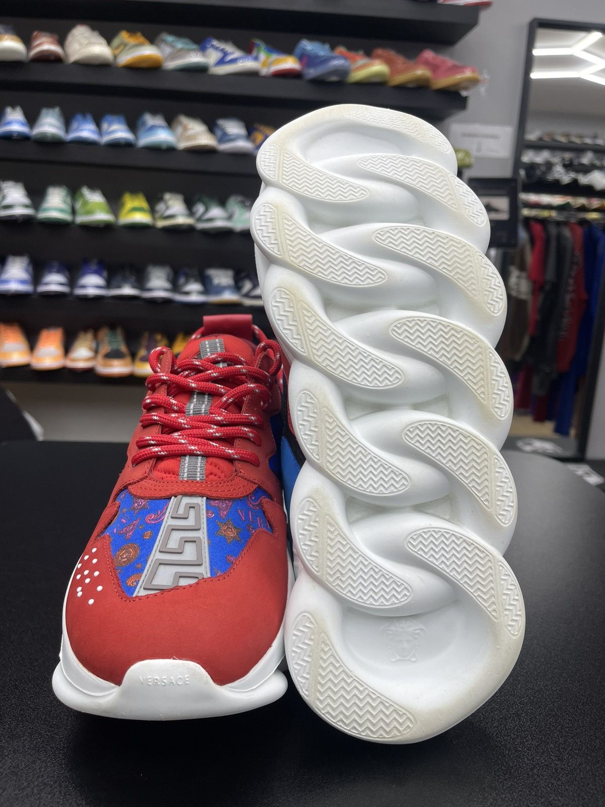 Versace Size 8US/41 - Versace $1075 Red/Blue Barocco Chain Reaction Size US 8 / EU 41 - 9 Thumbnail