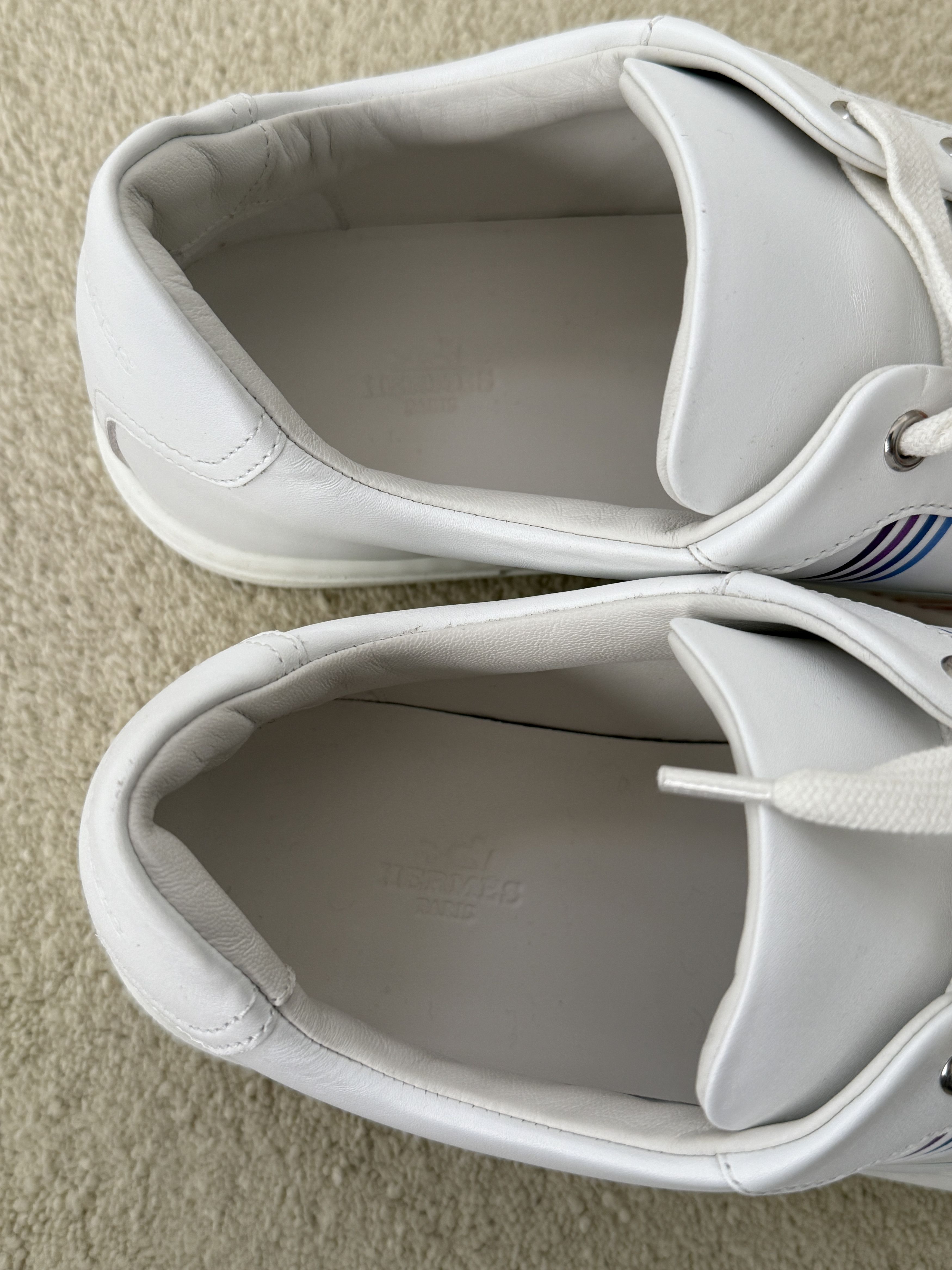 Hermes Hermes Mens New White w/Multcolor H Leather Sneakers Size US 10.5 / EU 43-44 - 10 Thumbnail