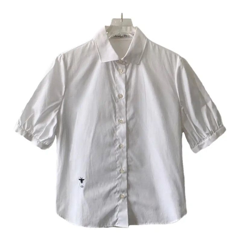 Dior Dior White Cotton Women's Shirt 0089 Size XS / US 0-2 / IT 36-38 - 1 Thumbnail
