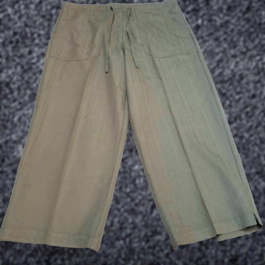Vintage Caribbean Joe Womens Small Crop Pants High-Rise Drawstring Waist Pockets Green Capris Size 28" / US 6 / IT 42 - 1 Thumbnail
