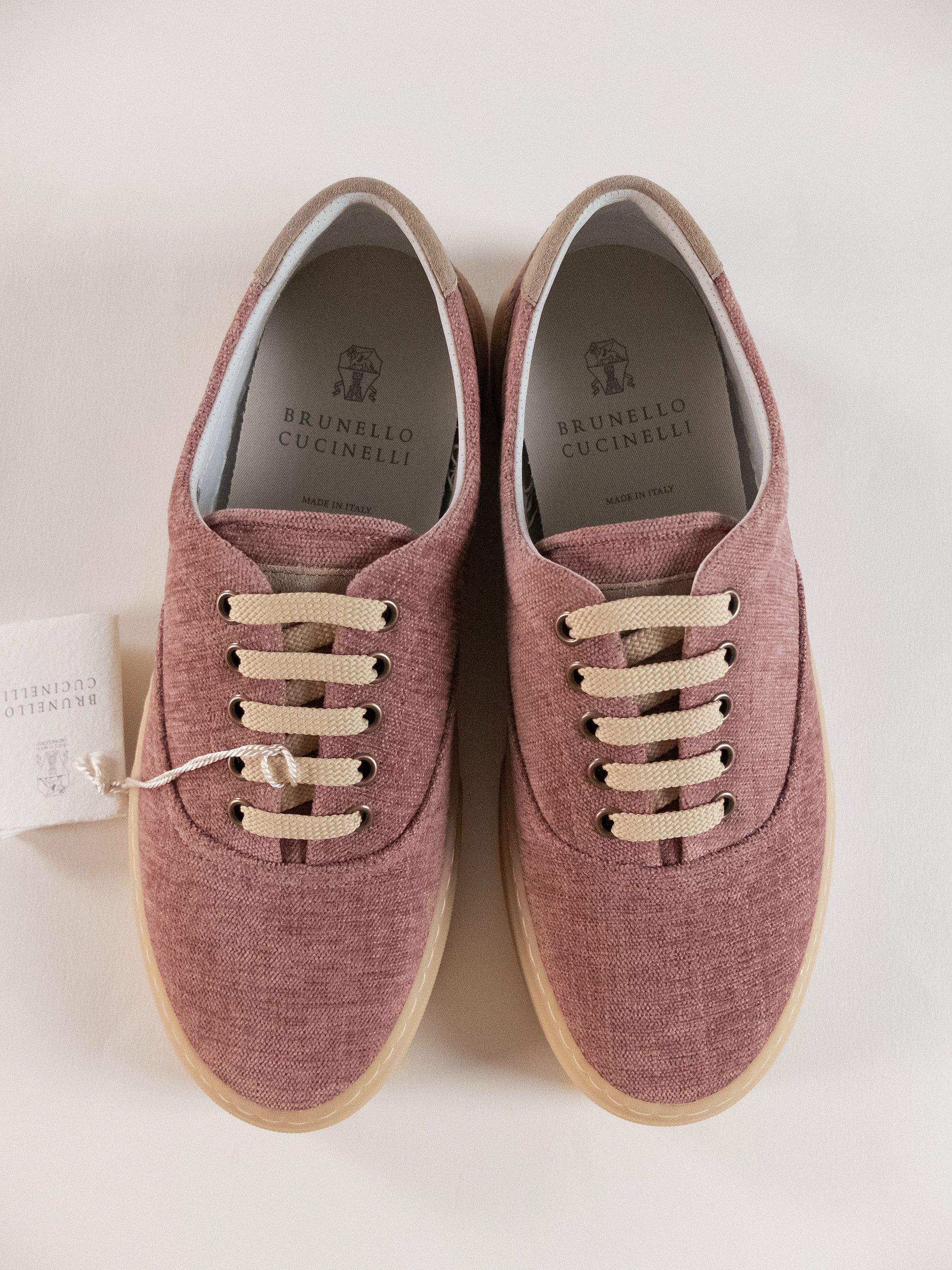 Brunello Cucinelli BRUNELLO CUCINELLI dusty rose denim canvas low sneakers Size US 8 / EU 41 - 4 Thumbnail