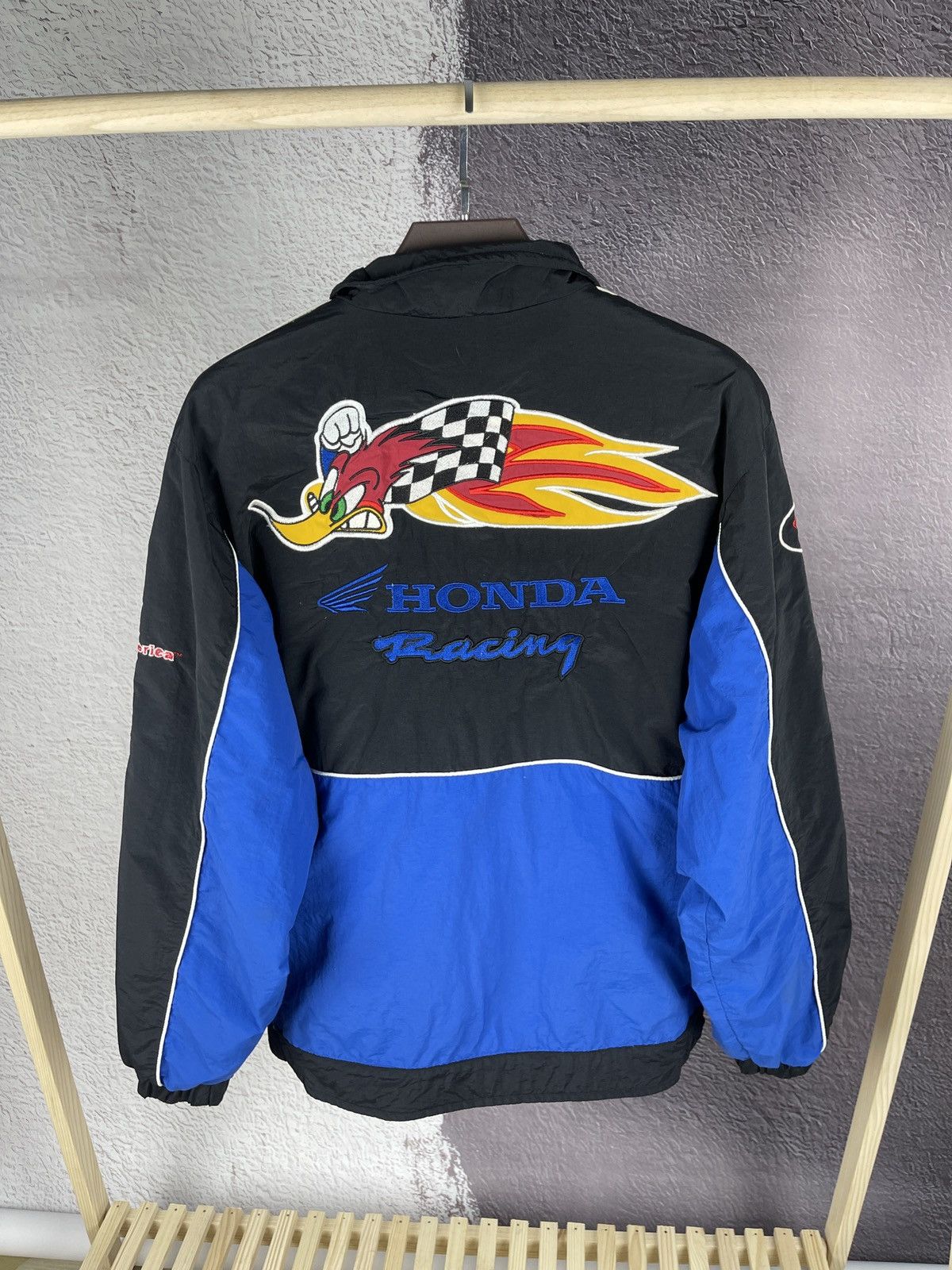 image of Honda Woody Woodpecker Vintage Racing Moto Jacket Dunlop, Men's (Size 2XL)