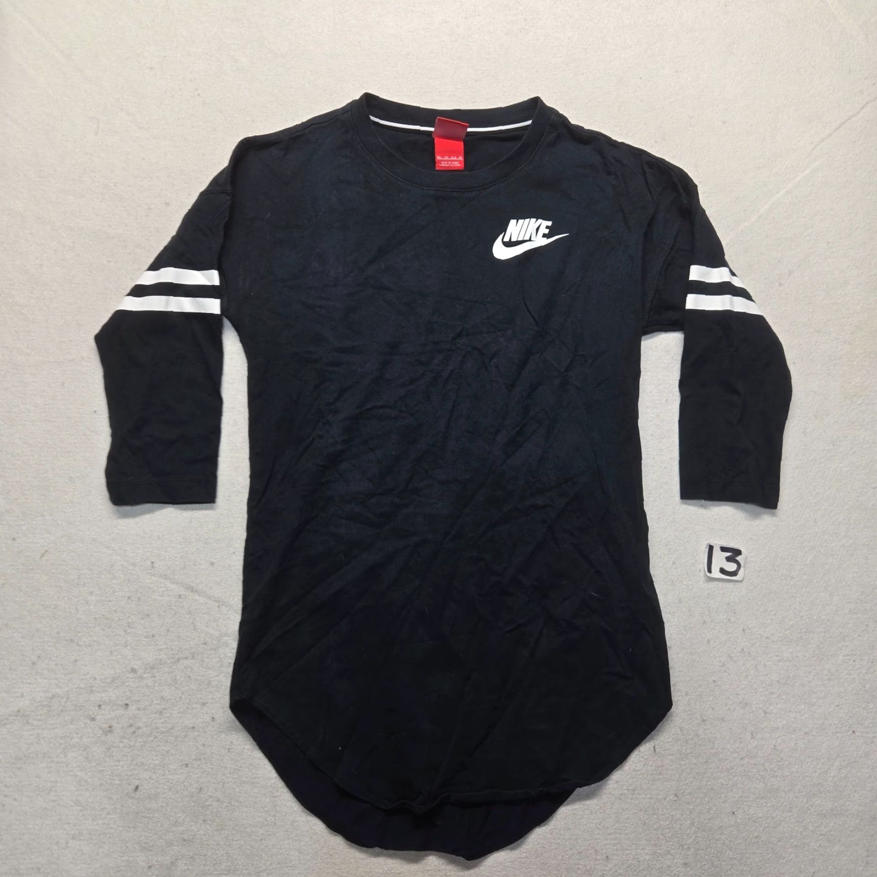 Nike Nike Shirt Women's XS 3/4 Sleeve Black Just Do It Cotton Slim Fit Shirt XS Womens Size XS / US 0-2 / IT 36-38 - 2 Thumbnail