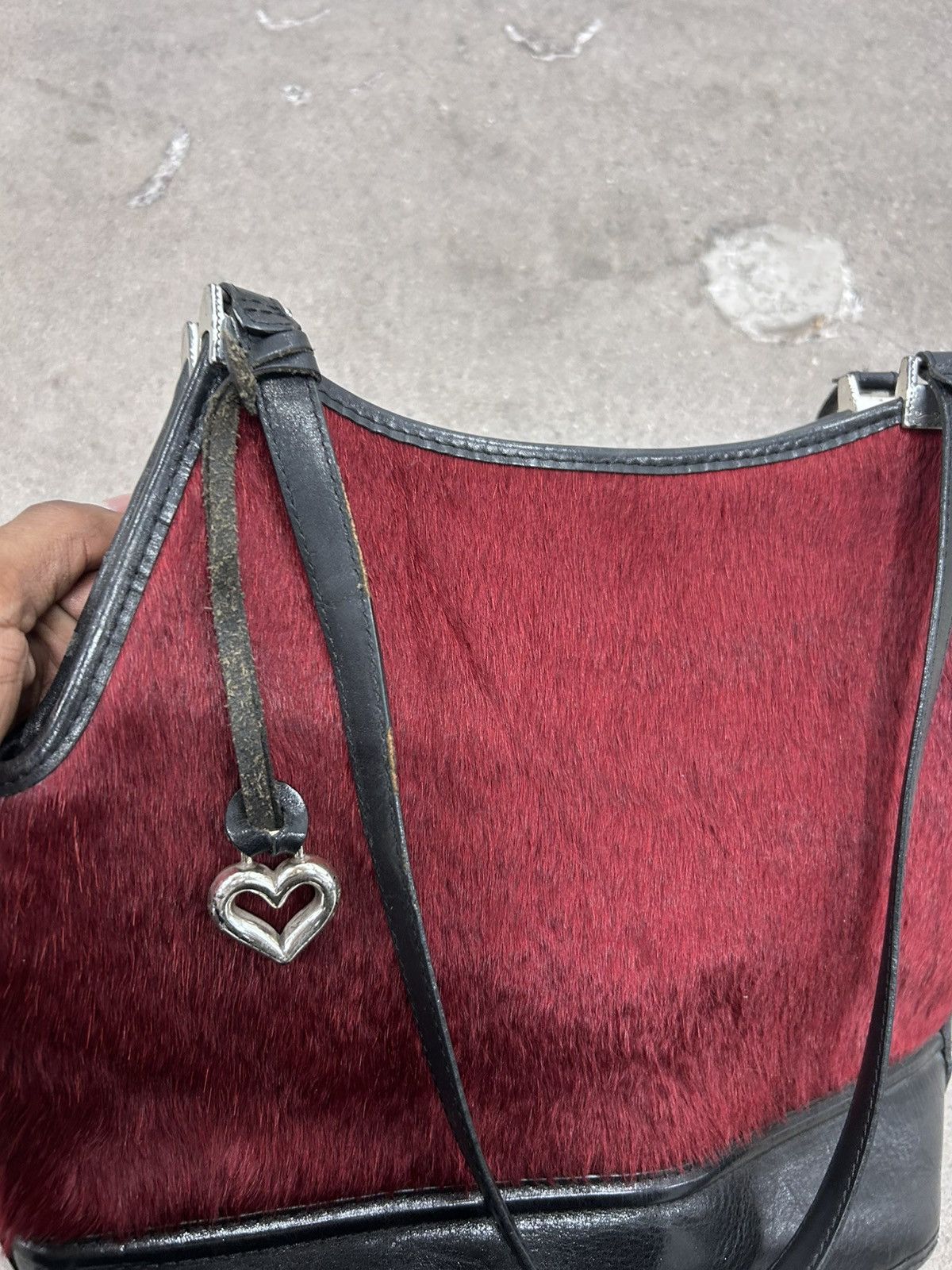 Brighton Vintage Brighton Bucket Bag Wine Red Black Leather Calf Bag Size ONE SIZE - 3 Thumbnail
