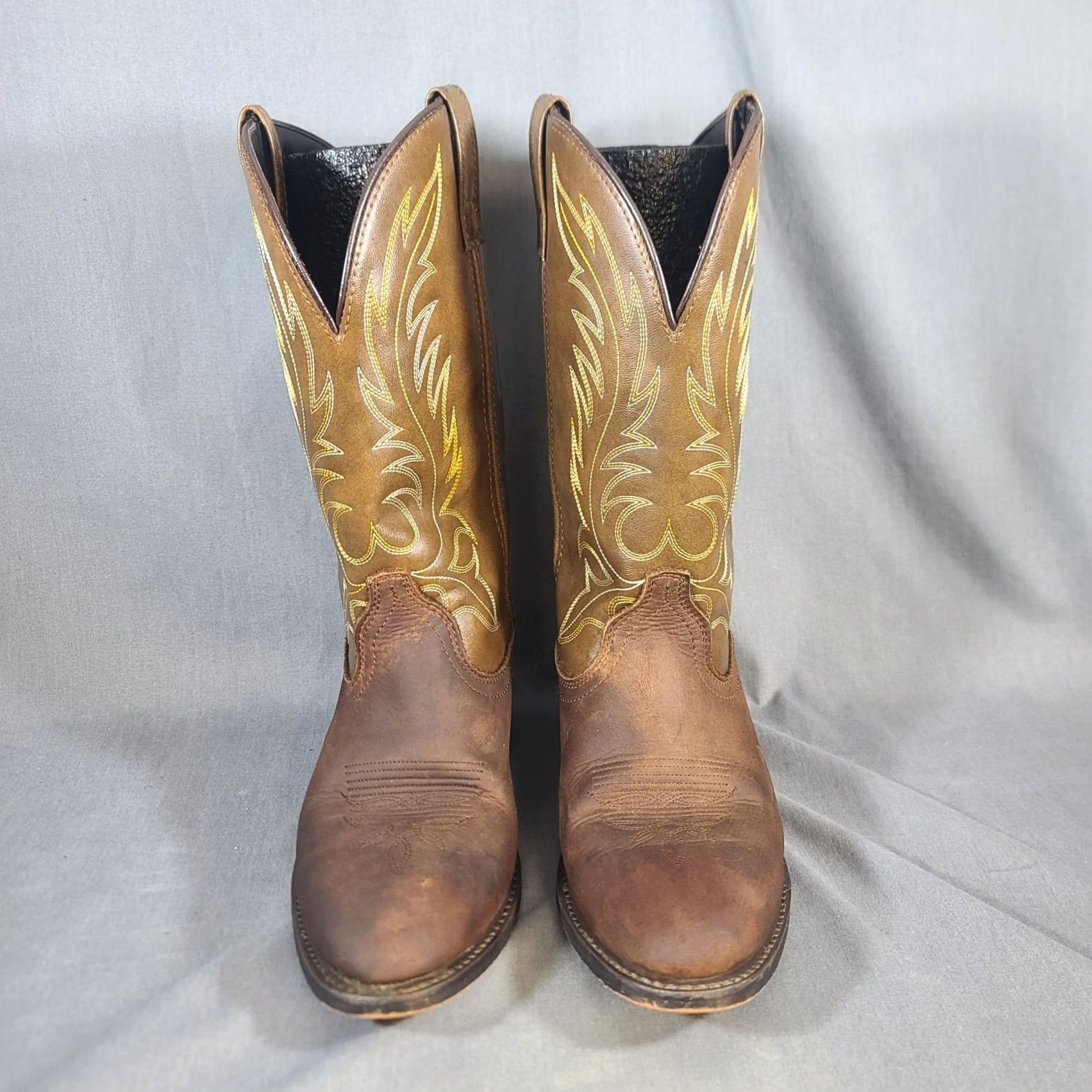 Vintage Laredo Boots Womens Kadi Western Round Toe Mid-Calf Brown Leather Size 10M KS 42 EU 7.5 UK 7.5 US 10 Footwear Cowboy Theme Mens Womens Girls379 Size US 10 / IT 40 - 3 Thumbnail