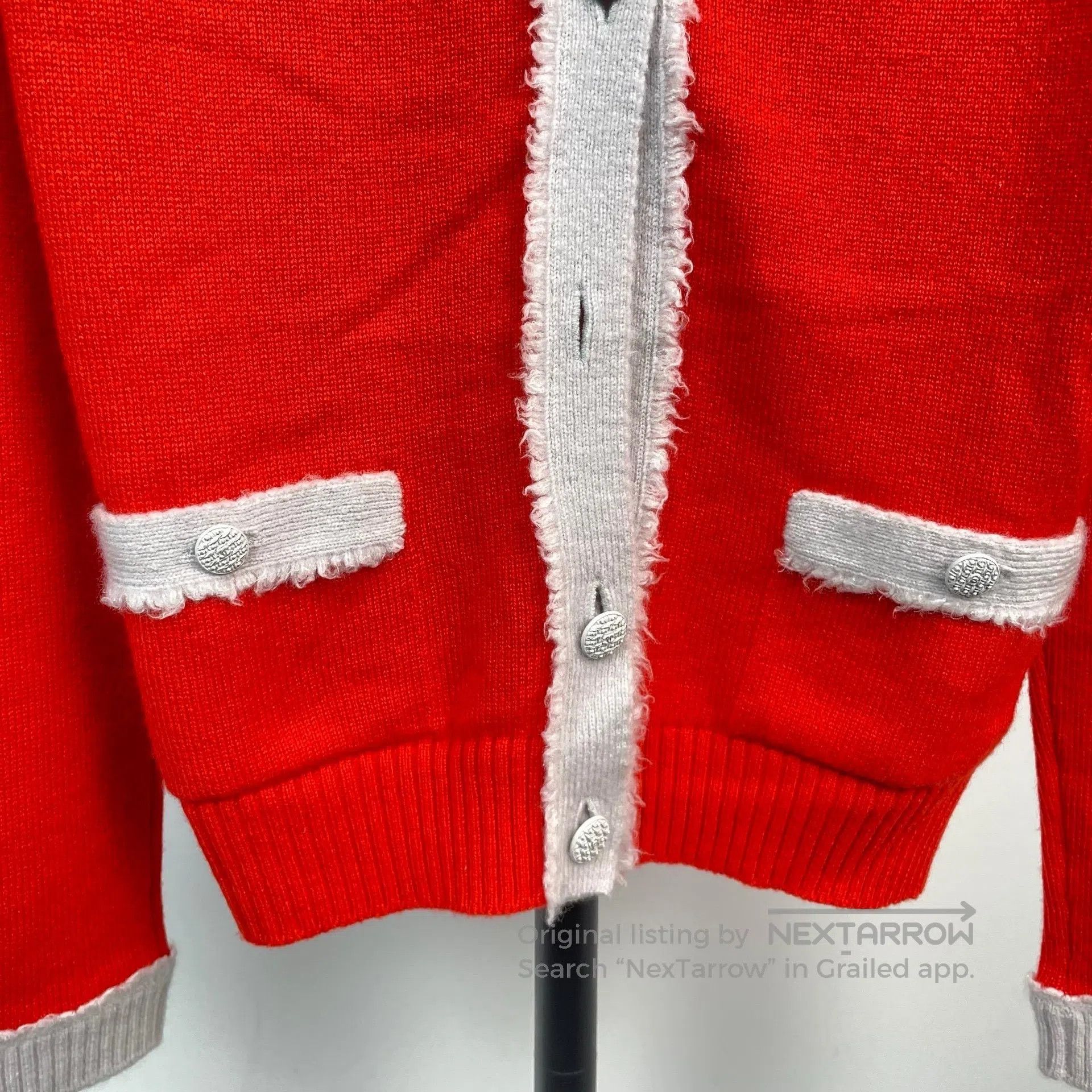 Chanel Chanel Red Cashmere Knit Cardigan| Size XXS / US 00 / IT 34 - 3 Thumbnail