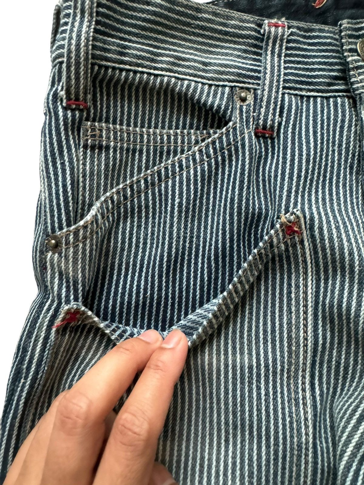 PPFM PPFM DOUBLE KNEE MULTI POCKET WORKWEAR HICKORY STRIPE PANTS Size US 28 / EU 44 - 5 Thumbnail