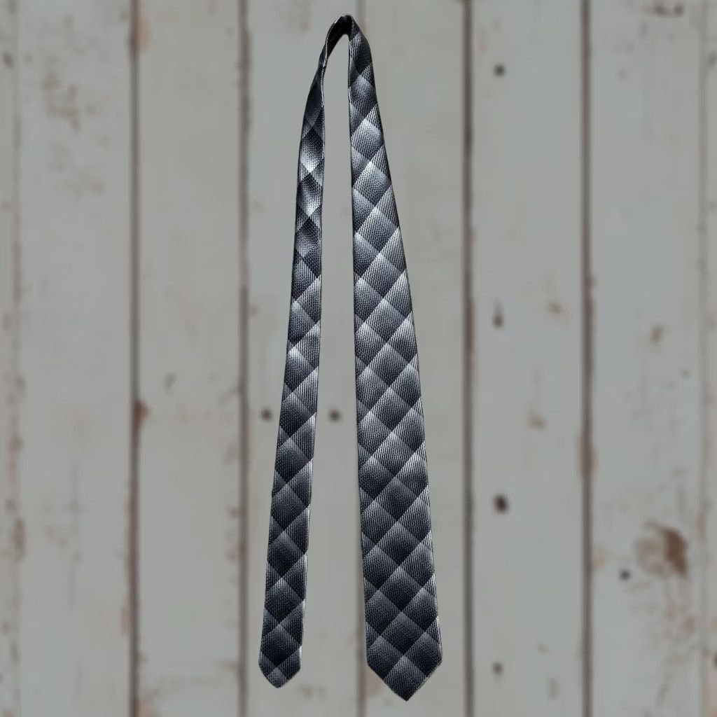 Ermenegildo Zegna Ermenegildo Zegna Tie Mens One Size Gray Plaid Silk Jacquard Made In Italy Size ONE SIZE - 1 Thumbnail