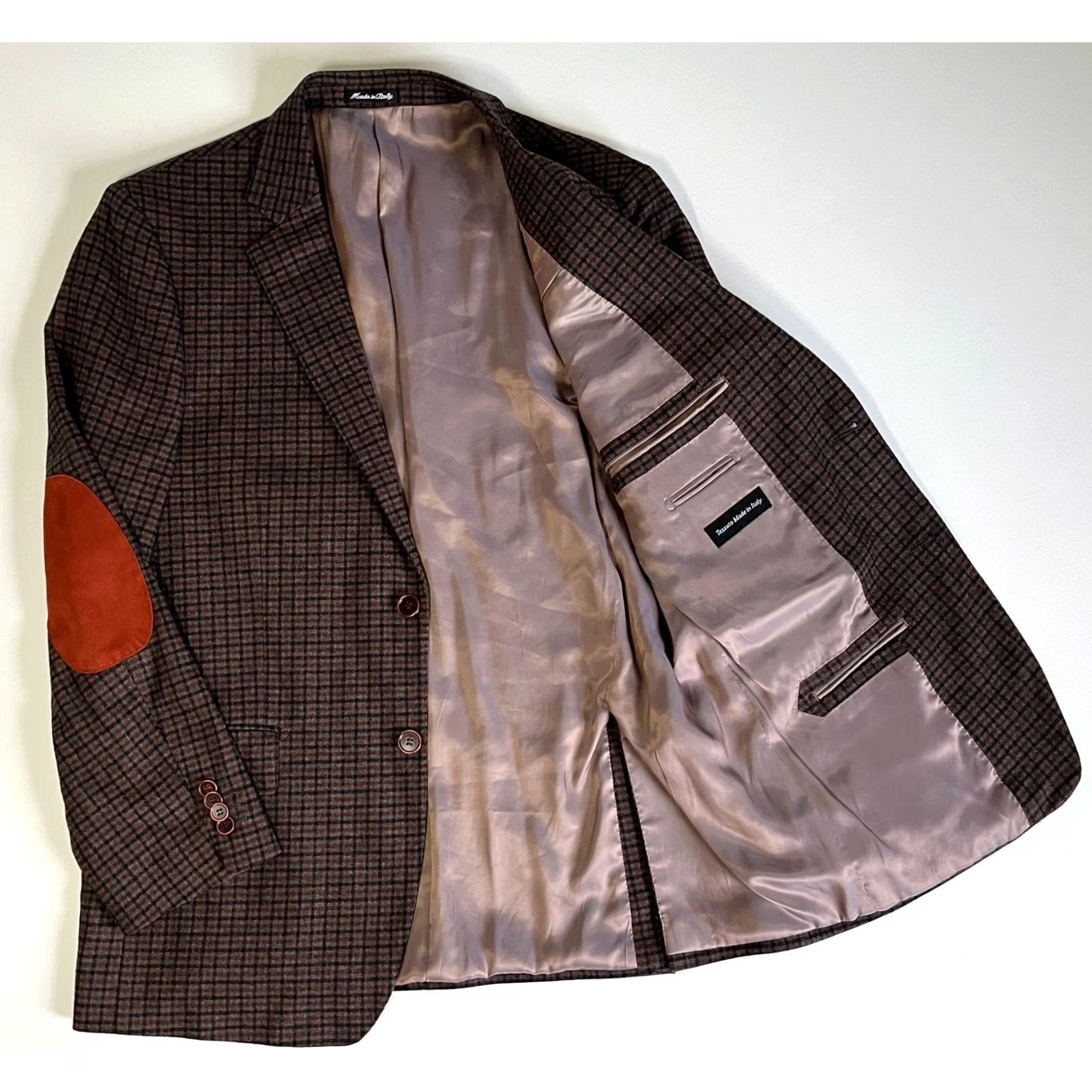Vintage Sartoria Tosi Blazer Jacket Plaid Wool Blend Elbow Patches Made in Italy Sz 40 R Brown Men’s Size 40R - 4 Thumbnail